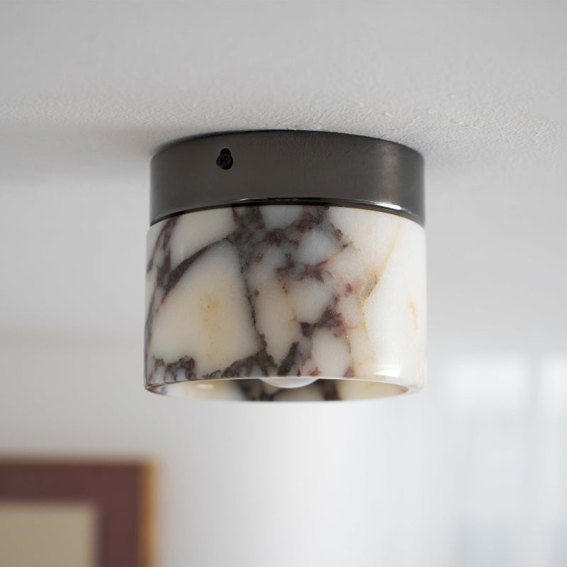 Ronde Plafondlamp Marmer met Glazen Kap Moderne Verlichting voor Woonkamer Slaapkamer Hal en Eetkamer | Sansoti