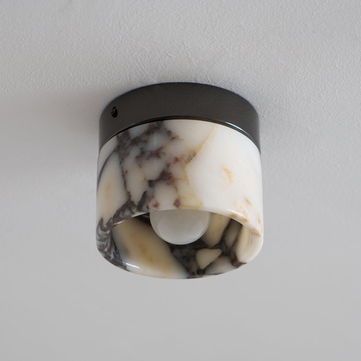 Ronde Plafondlamp Marmer met Glazen Kap Moderne Verlichting voor Woonkamer Slaapkamer Hal en Eetkamer | Sansoti