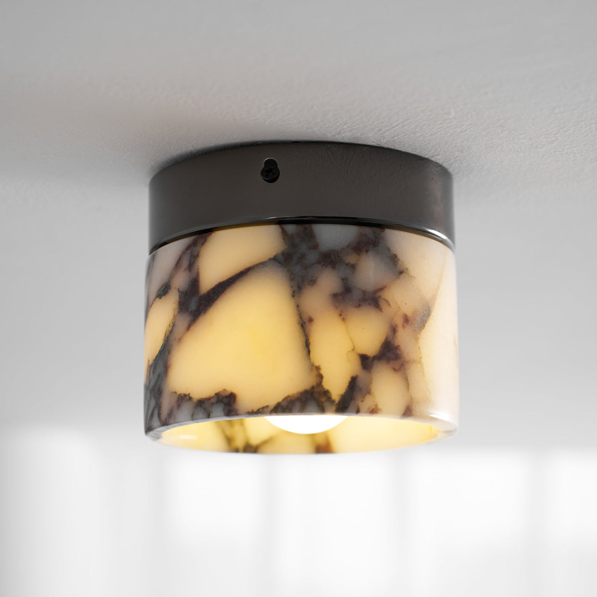 Ronde Plafondlamp Marmer met Glazen Kap Moderne Verlichting voor Woonkamer Slaapkamer Hal en Eetkamer | Sansoti