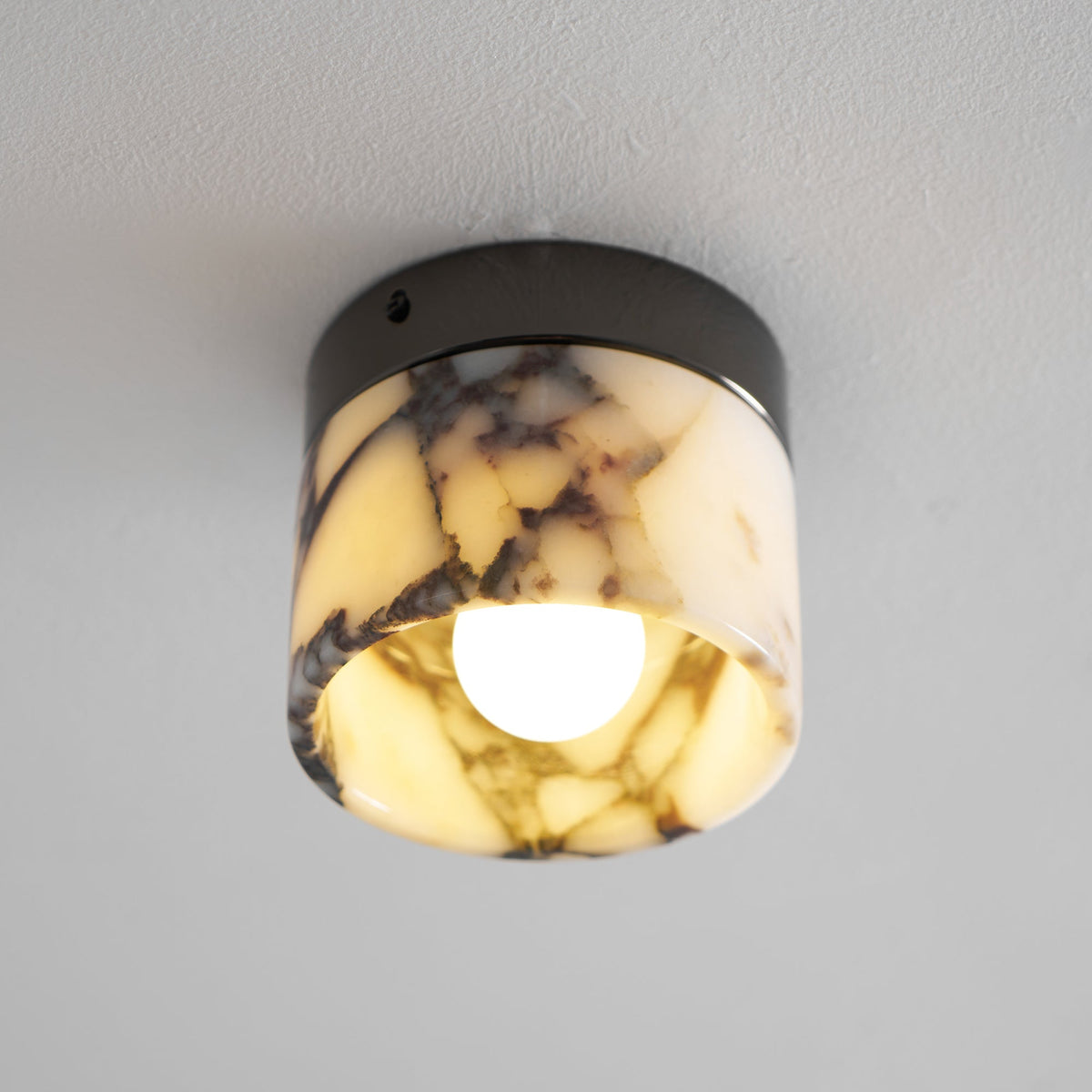 Ronde Plafondlamp Marmer met Glazen Kap Moderne Verlichting voor Woonkamer Slaapkamer Hal en Eetkamer | Sansoti
