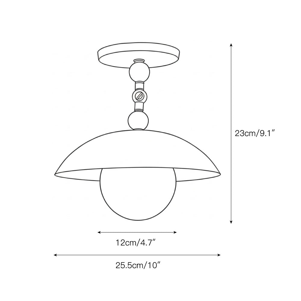 Ceiling Light with Glass Shade and Brass Finish, 25,5 cm, Luxury Decorative Lighting for Hallway, Corridor and Living Room | Sansoti