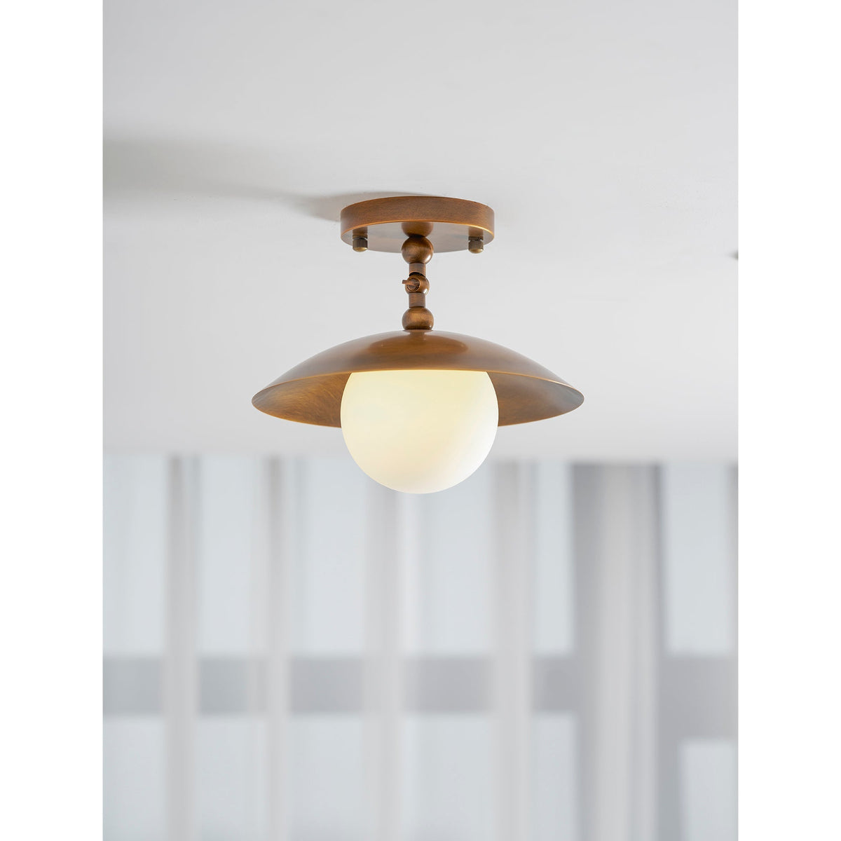 Ceiling Light with Glass Shade and Brass Finish, 25,5 cm, Luxury Decorative Lighting for Hallway, Corridor and Living Room | Sansoti