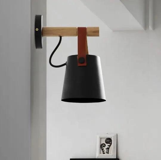 Scandinavische Wandlamp Hout voor Slaapkamer – Minimalistisch Natuurhout Lichtpunt Wit of Zwart | Sansoti