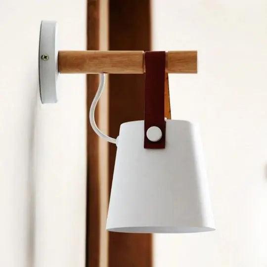 Scandinavische Wandlamp Hout voor Slaapkamer – Minimalistisch Natuurhout Lichtpunt Wit of Zwart | Sansoti