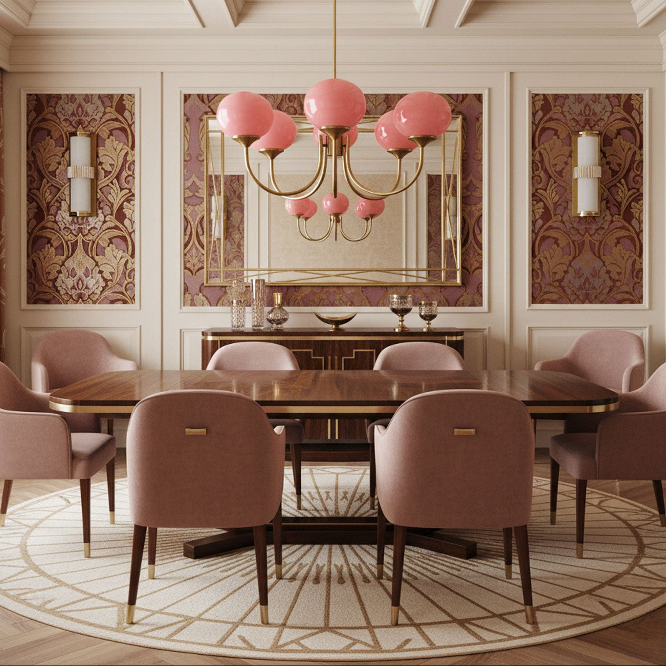 Lustre en Verre Avec Boules Roses, Blanches Ou Crème Et Cadre Doré Ou Chromé Lustre Design Moderne Avec 3 Ou 5 Points Lumineux Pour Salon Et Salle à Manger | Restfield