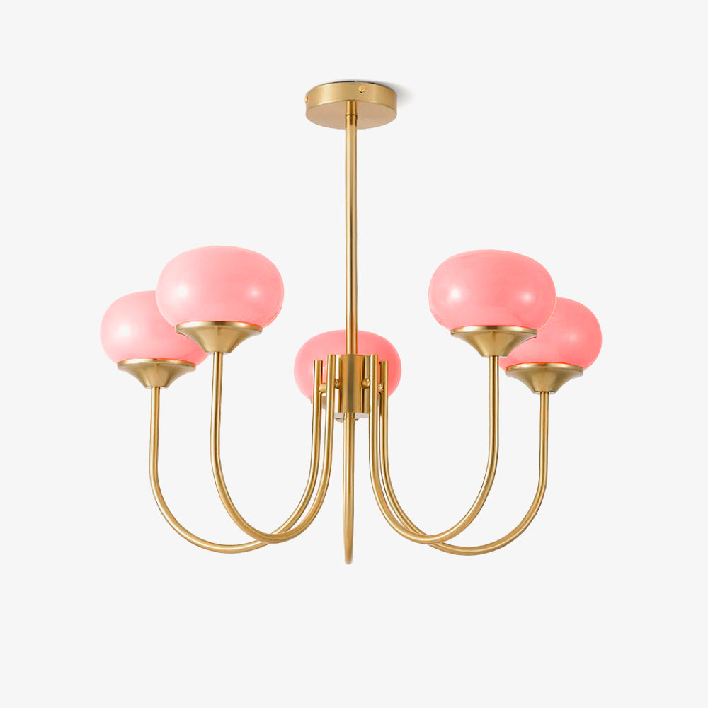 Lustre en Verre Avec Boules Roses, Blanches Ou Crème Et Cadre Doré Ou Chromé Lustre Design Moderne Avec 3 Ou 5 Points Lumineux Pour Salon Et Salle à Manger | Restfield