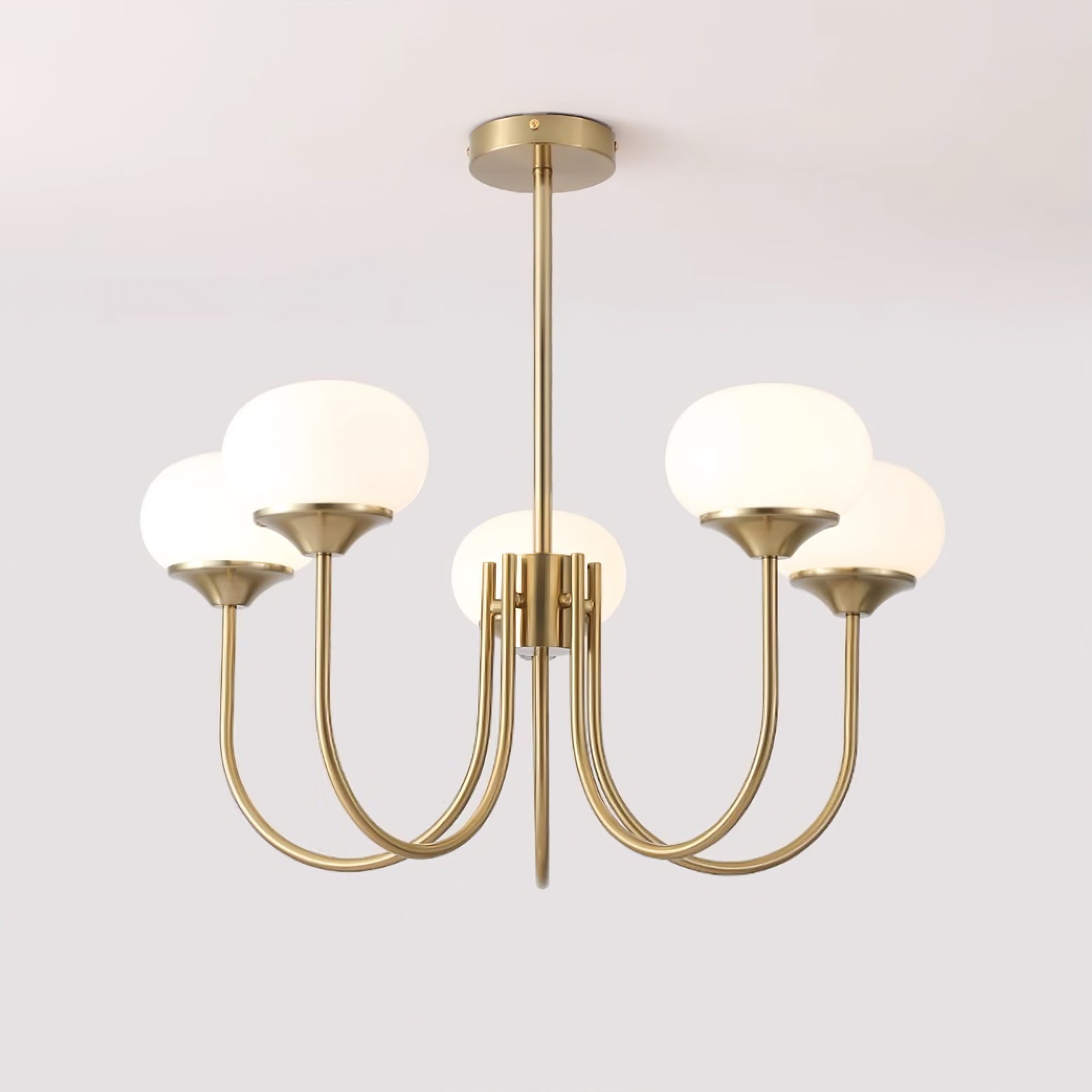 Lustre en Verre Avec Boules Roses, Blanches Ou Crème Et Cadre Doré Ou Chromé Lustre Design Moderne Avec 3 Ou 5 Points Lumineux Pour Salon Et Salle à Manger | Restfield
