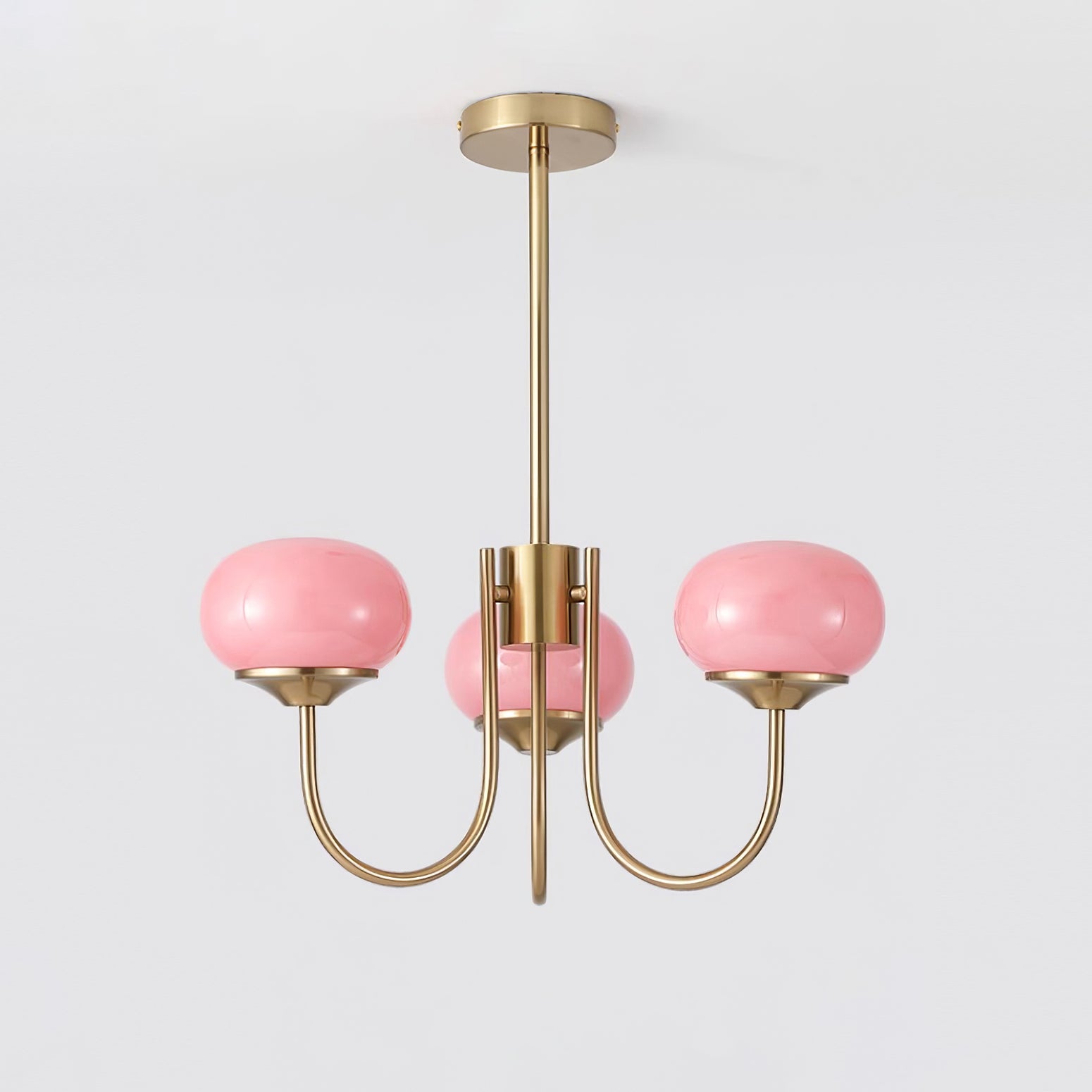 Lustre en Verre Avec Boules Roses, Blanches Ou Crème Et Cadre Doré Ou Chromé Lustre Design Moderne Avec 3 Ou 5 Points Lumineux Pour Salon Et Salle à Manger | Restfield