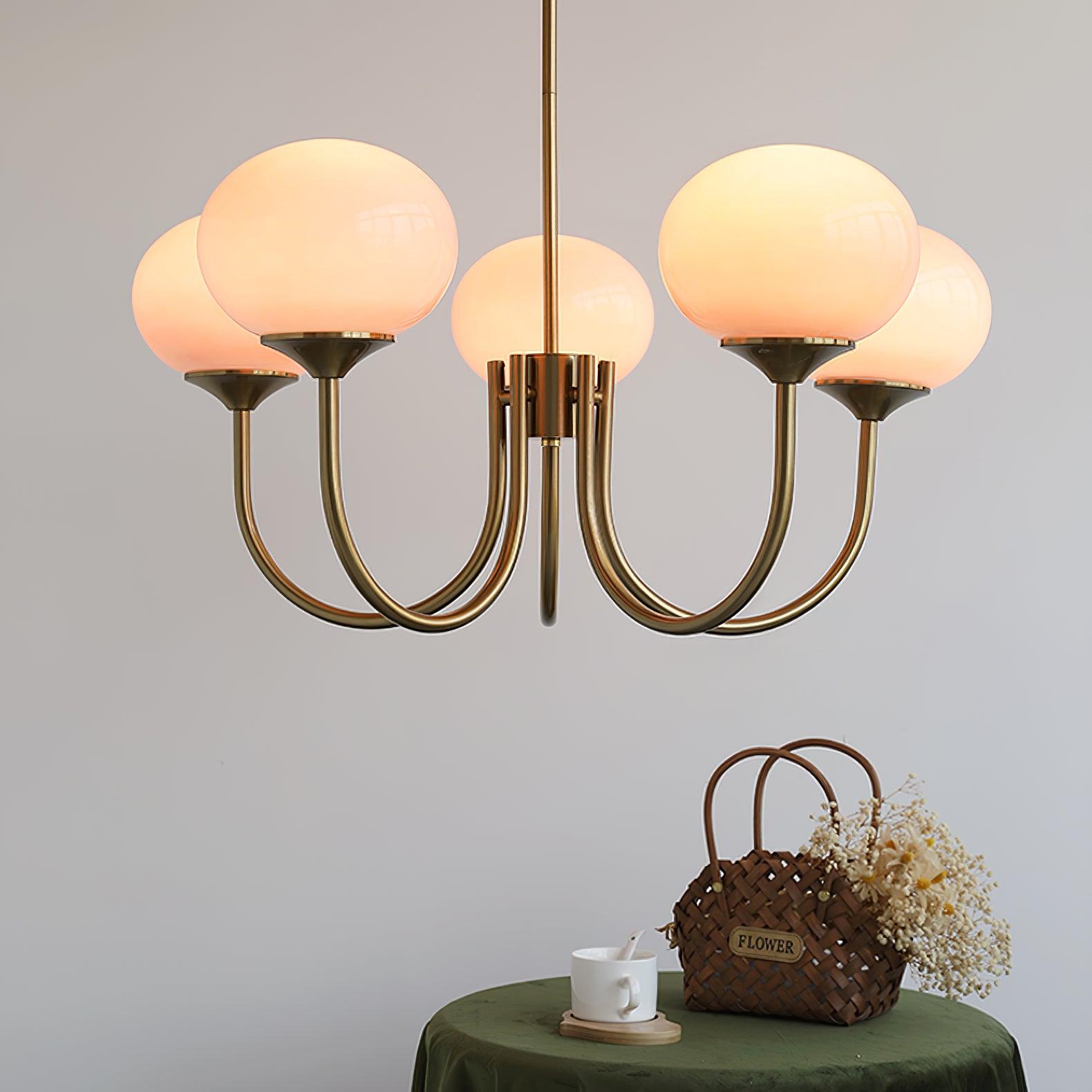 Plafondlamp Glas Roze Goud Retro 3 of 5 Lichts Hanglamp Woonkamer Slaapkamer Eetkamer Luxe | Sansoti