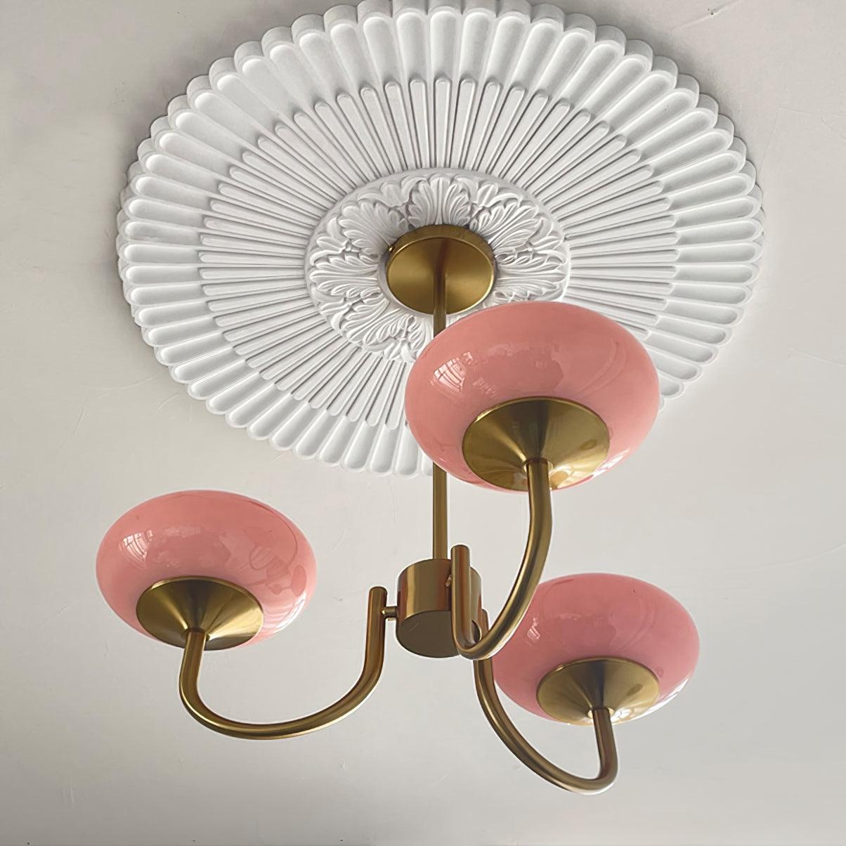 Lustre en Verre Avec Boules Roses, Blanches Ou Crème Et Cadre Doré Ou Chromé Lustre Design Moderne Avec 3 Ou 5 Points Lumineux Pour Salon Et Salle à Manger | Restfield