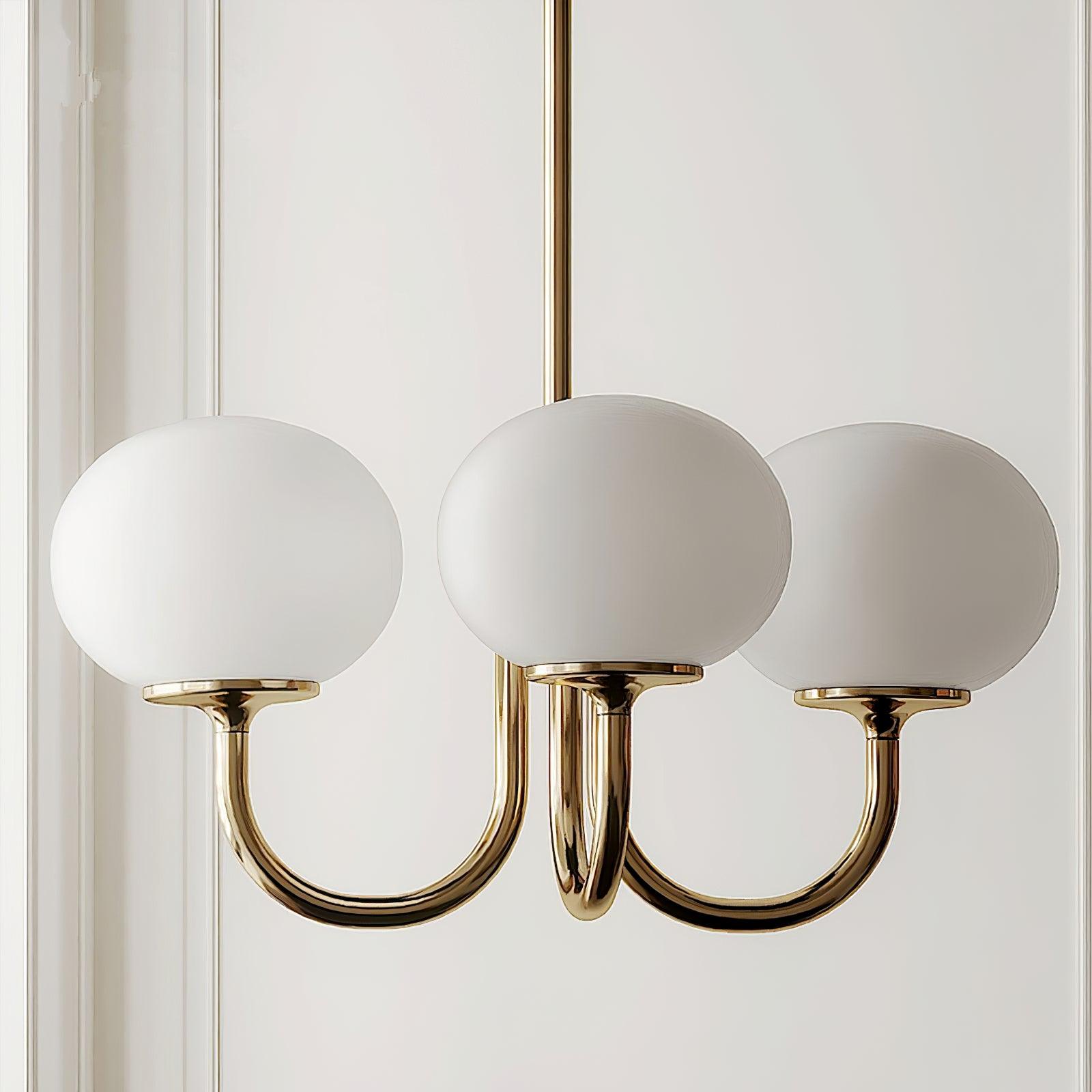 Lustre en Verre Avec Boules Roses, Blanches Ou Crème Et Cadre Doré Ou Chromé Lustre Design Moderne Avec 3 Ou 5 Points Lumineux Pour Salon Et Salle à Manger | Restfield