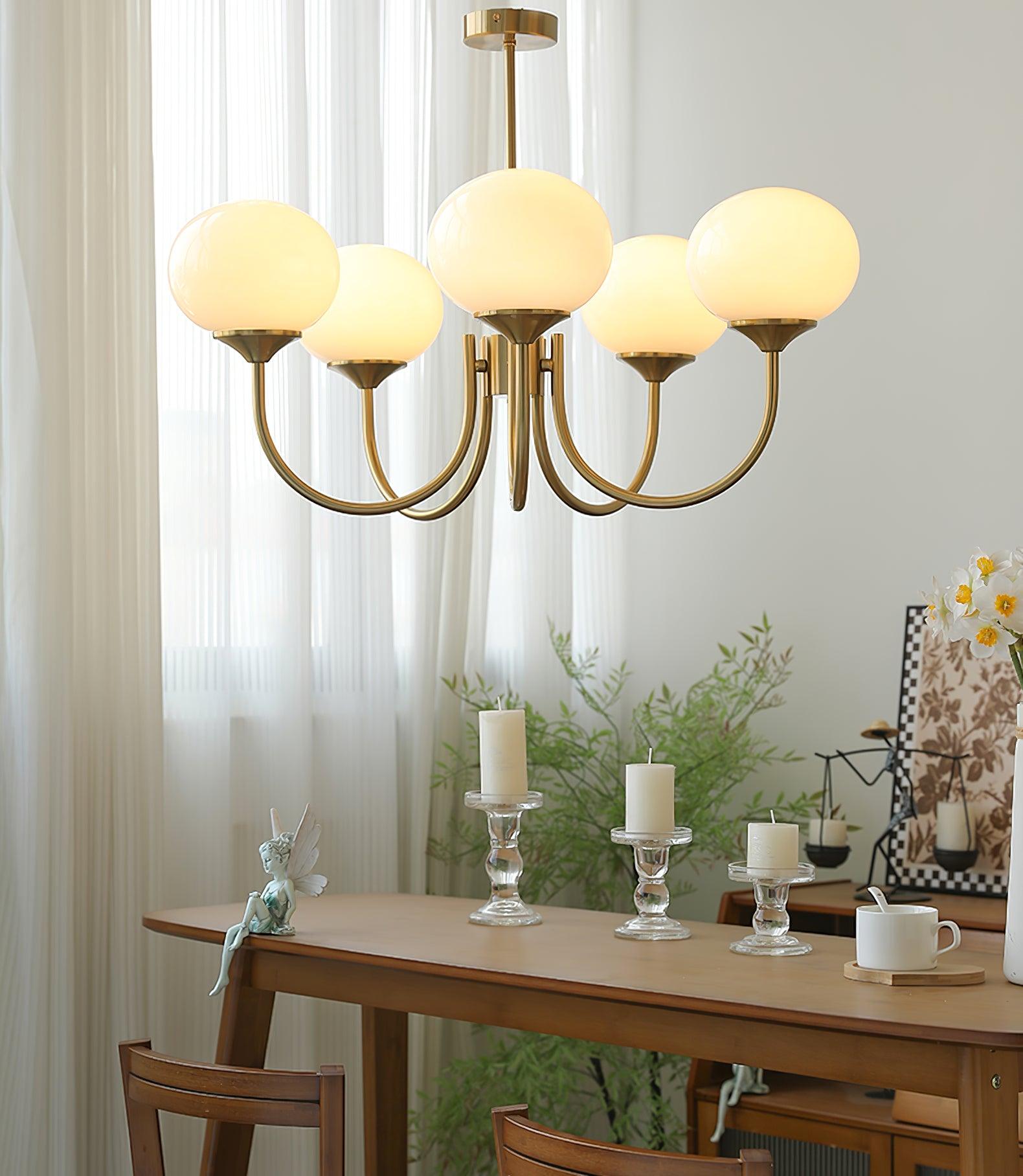 Plafondlamp Glas Roze Goud Retro 3 of 5 Lichts Hanglamp Woonkamer Slaapkamer Eetkamer Luxe | Sansoti