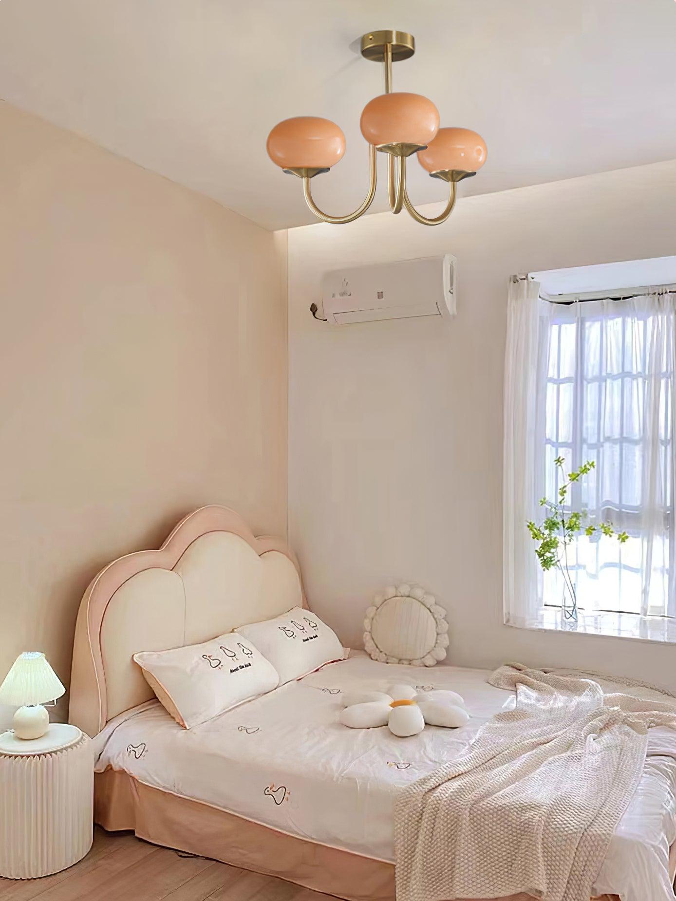 Plafondlamp Glas Roze Goud Retro 3 of 5 Lichts Hanglamp Woonkamer Slaapkamer Eetkamer Luxe | Sansoti
