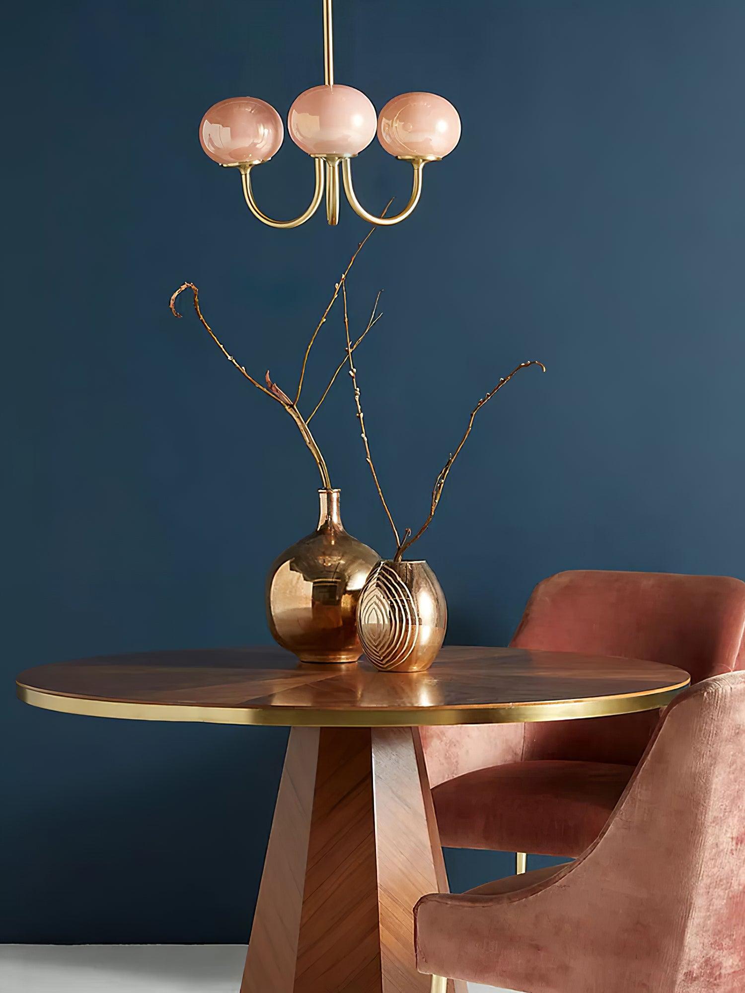 Plafondlamp Glas Roze Goud Retro 3 of 5 Lichts Hanglamp Woonkamer Slaapkamer Eetkamer Luxe | Sansoti