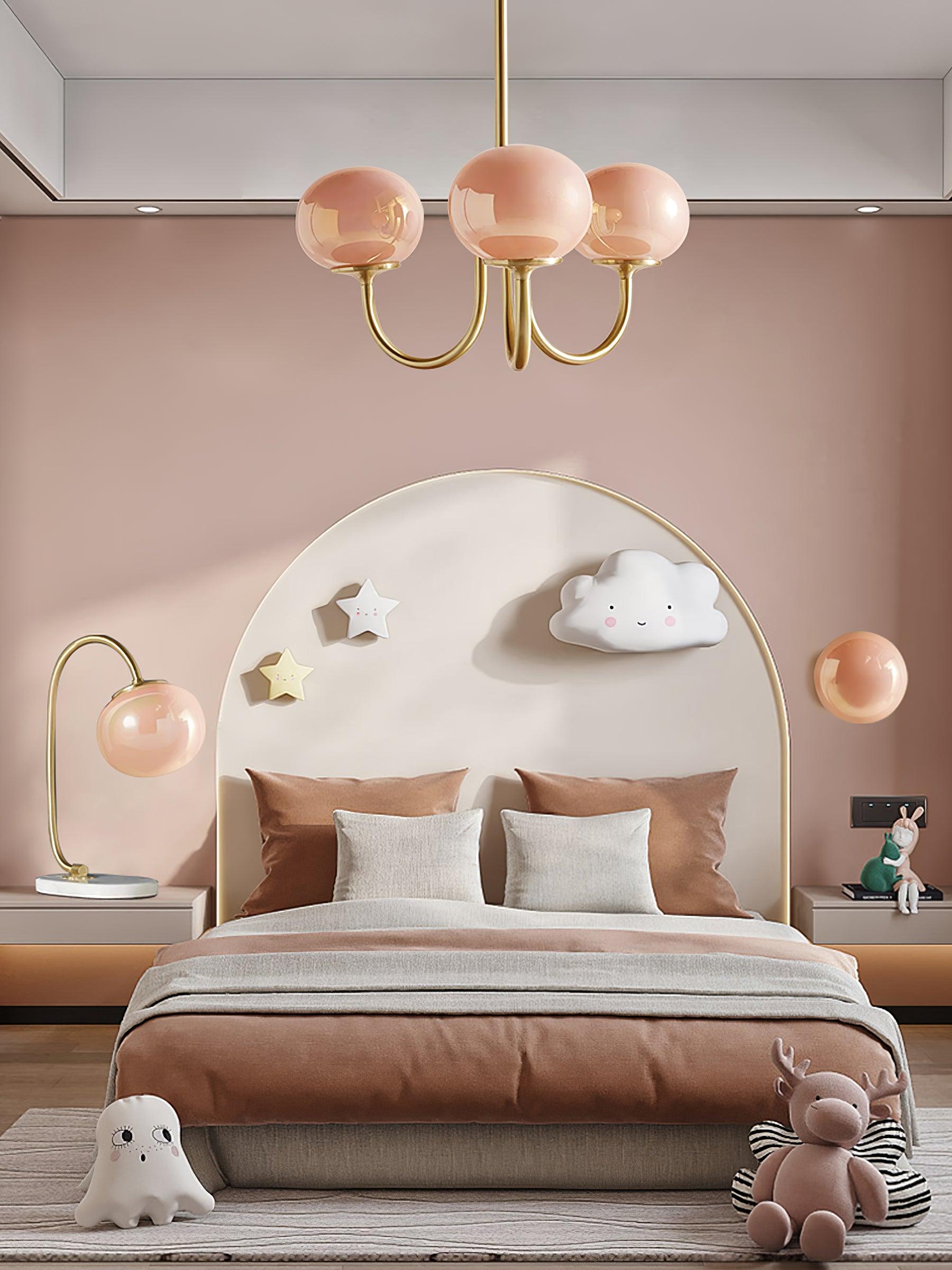 Plafondlamp Glas Roze Goud Retro 3 of 5 Lichts Hanglamp Woonkamer Slaapkamer Eetkamer Luxe | Sansoti