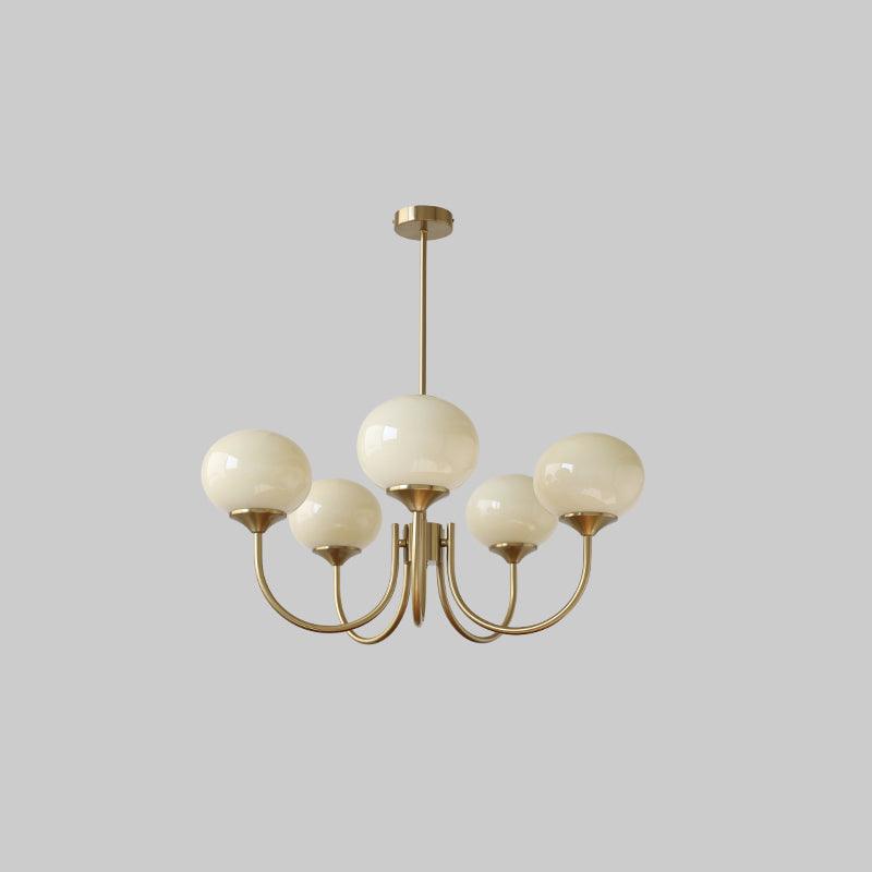 Lustre en Verre Avec Boules Roses, Blanches Ou Crème Et Cadre Doré Ou Chromé Lustre Design Moderne Avec 3 Ou 5 Points Lumineux Pour Salon Et Salle à Manger | Restfield
