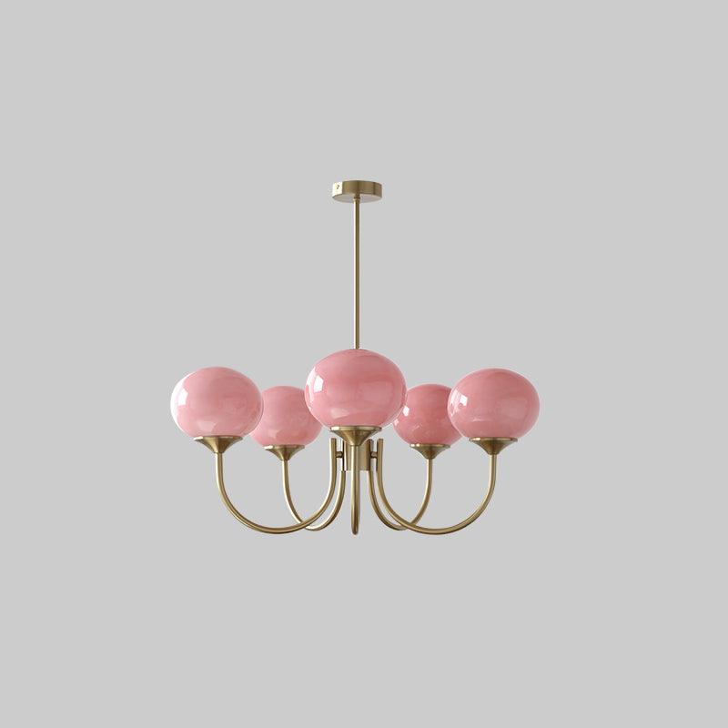 Plafondlamp Glas Roze Goud Retro 3 of 5 Lichts Hanglamp Woonkamer Slaapkamer Eetkamer Luxe | Sansoti