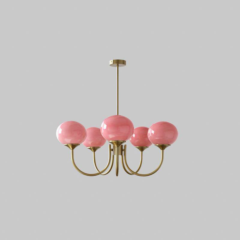 Plafondlamp Glas Roze Goud Retro 3 of 5 Lichts Hanglamp Woonkamer Slaapkamer Eetkamer Luxe | Sansoti