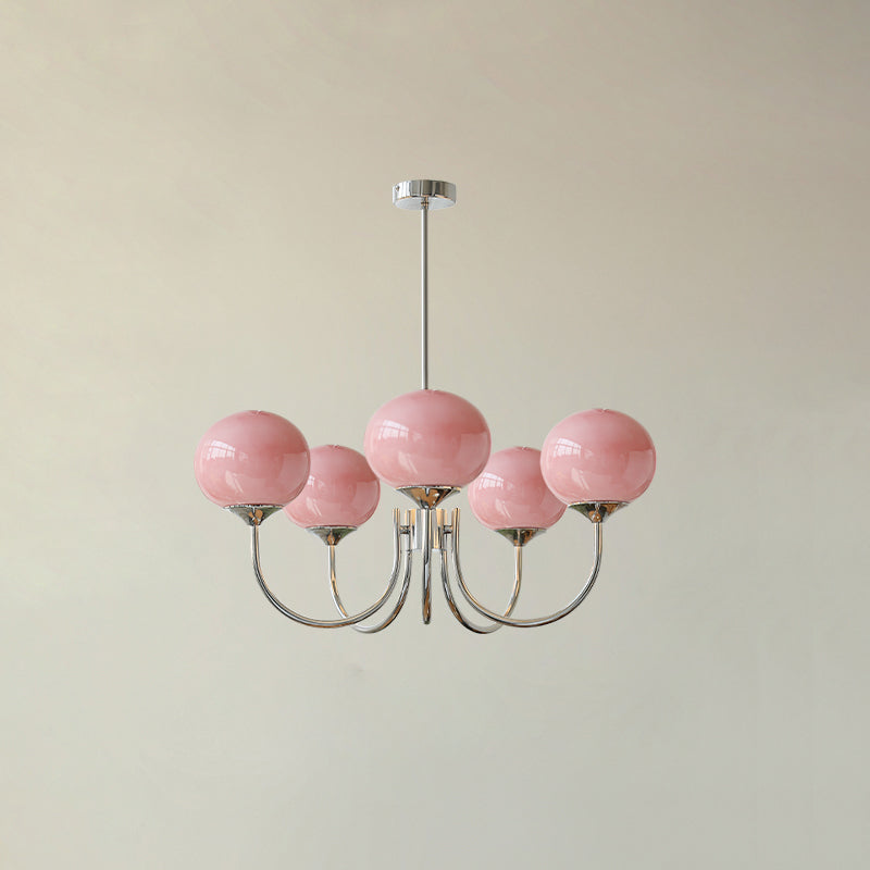 Plafondlamp Glas Roze Goud Retro 3 of 5 Lichts Hanglamp Woonkamer Slaapkamer Eetkamer Luxe | Sansoti