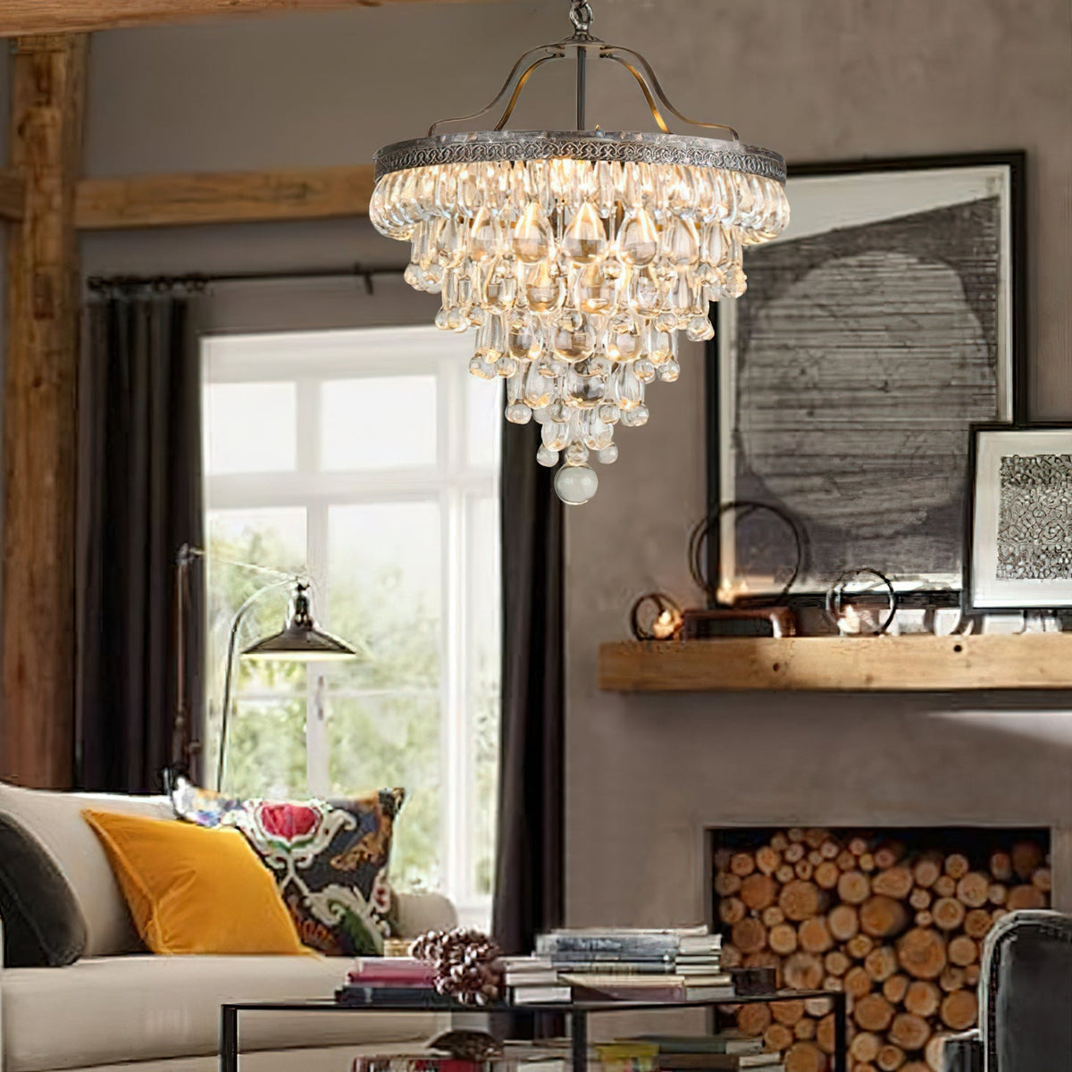 Lustre en cristal avec finition bronze antique et suspension à chaîne – Éclairage décoratif exclusif | Sansoti