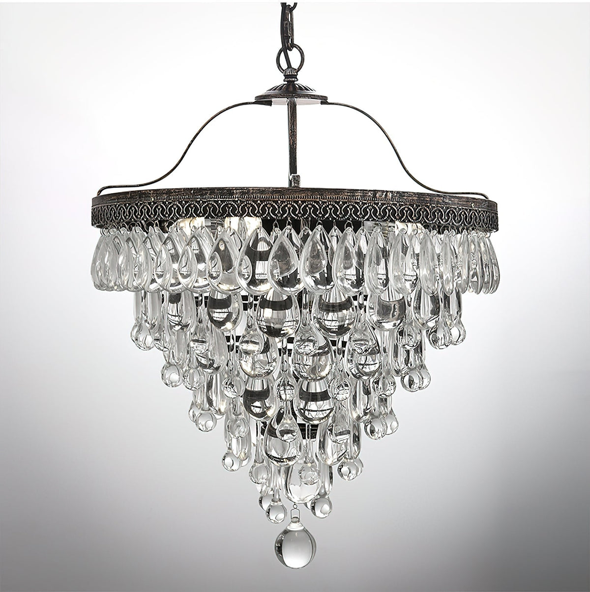 Lustre en cristal avec finition bronze antique et suspension à chaîne – Éclairage décoratif exclusif | Sansoti