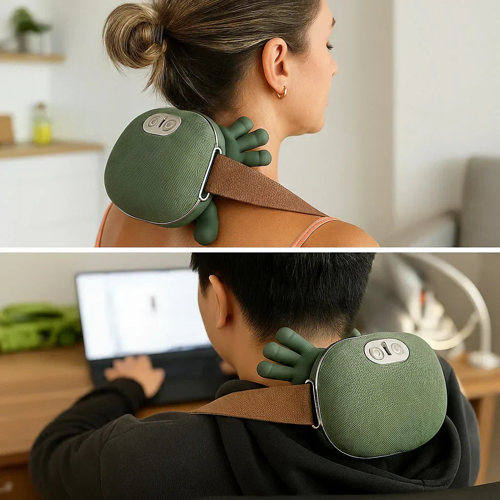 Nackenmassagegerät mit Wärme und Vibration – kabellose Tiefengewebsmassage für Nacken, Schultern und Rücken – kompakte Handmassage mit Triggerpunkt Shiatsu elektrische Entspannungsmassage | Sansoti