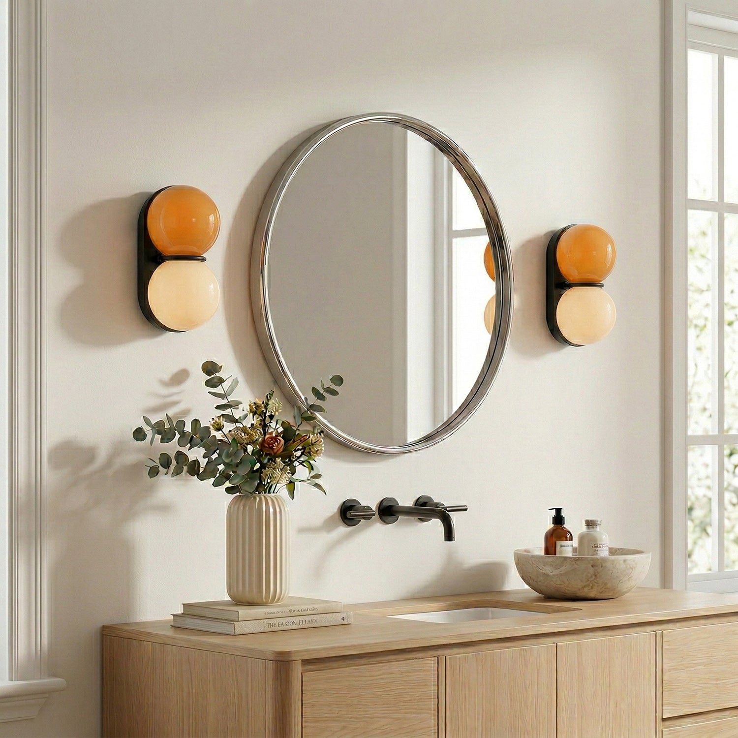 Moderne Dubbele Glazen Wandlamp – Speelse Verlichting met Gekleurde Glazen voor Slaapkamer & Kinderkamer | Sansoti