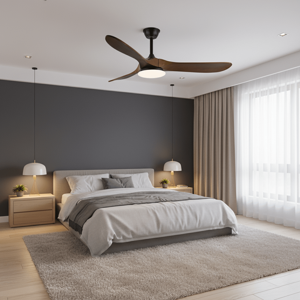 Plafondventilator met Verlichting 42″/52″ Massief Hout LED 6 Snelheden Afstandsbediening DC Motor Draadloze Wandschakelaar Compatible Woonkamer Slaapkamer | Sansoti