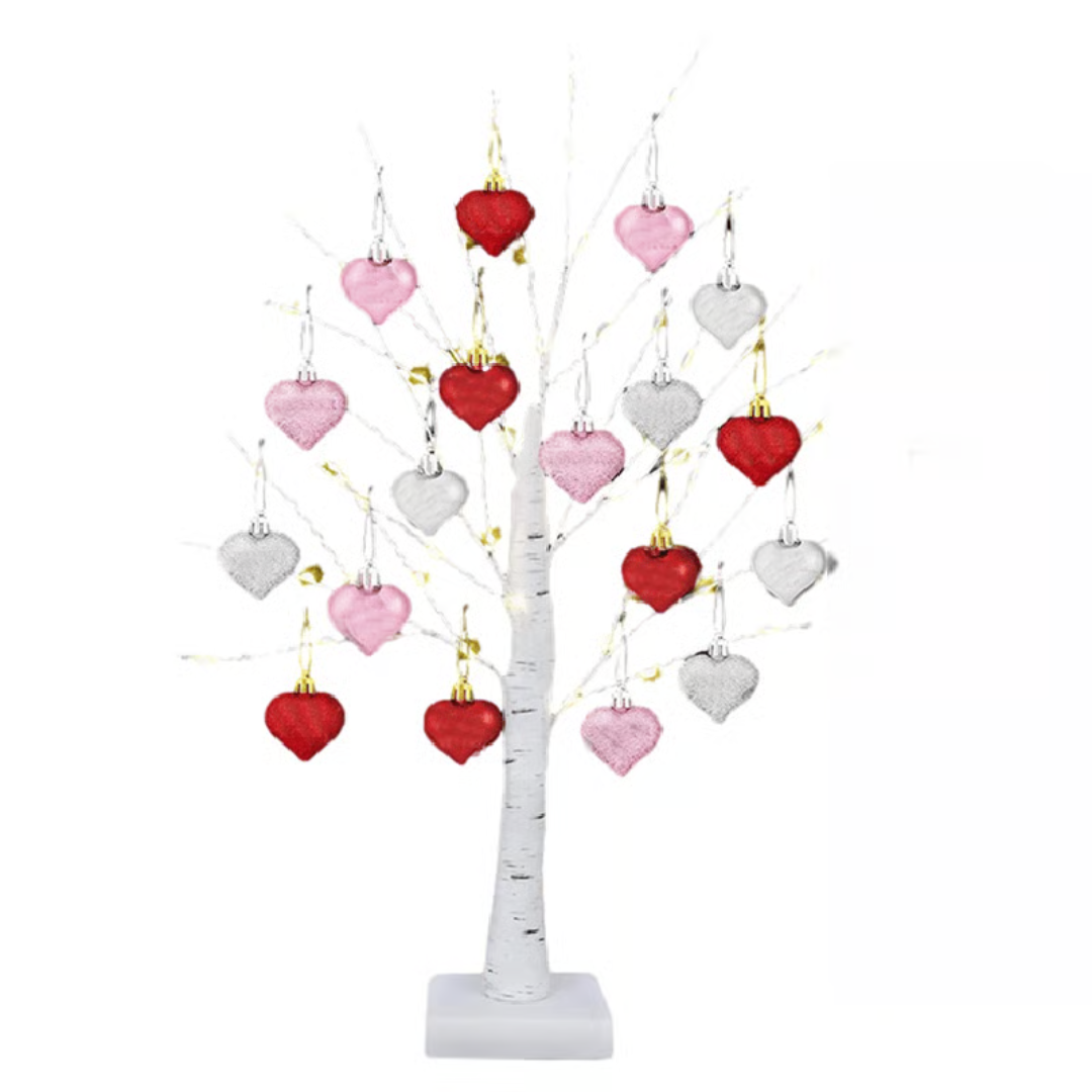 LED Birch Tree 60cm Warm White Light Heart Decoration Mood Lamp Table Decorative Lighting Living Room Interior | Sansoti