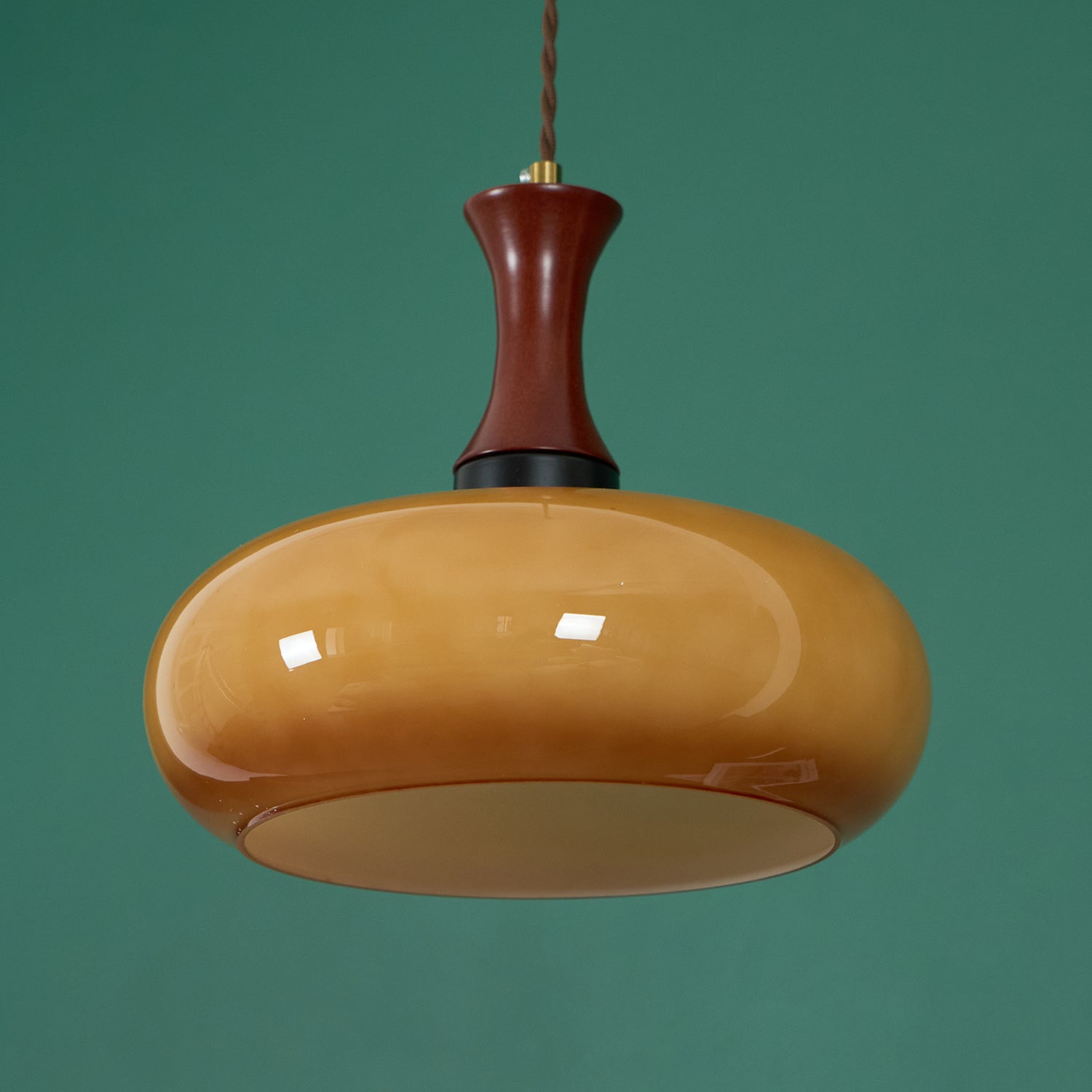 Amber glazen hanglamp – warme sfeerverlichting voor woonkamer en eetkamer | Sansoti