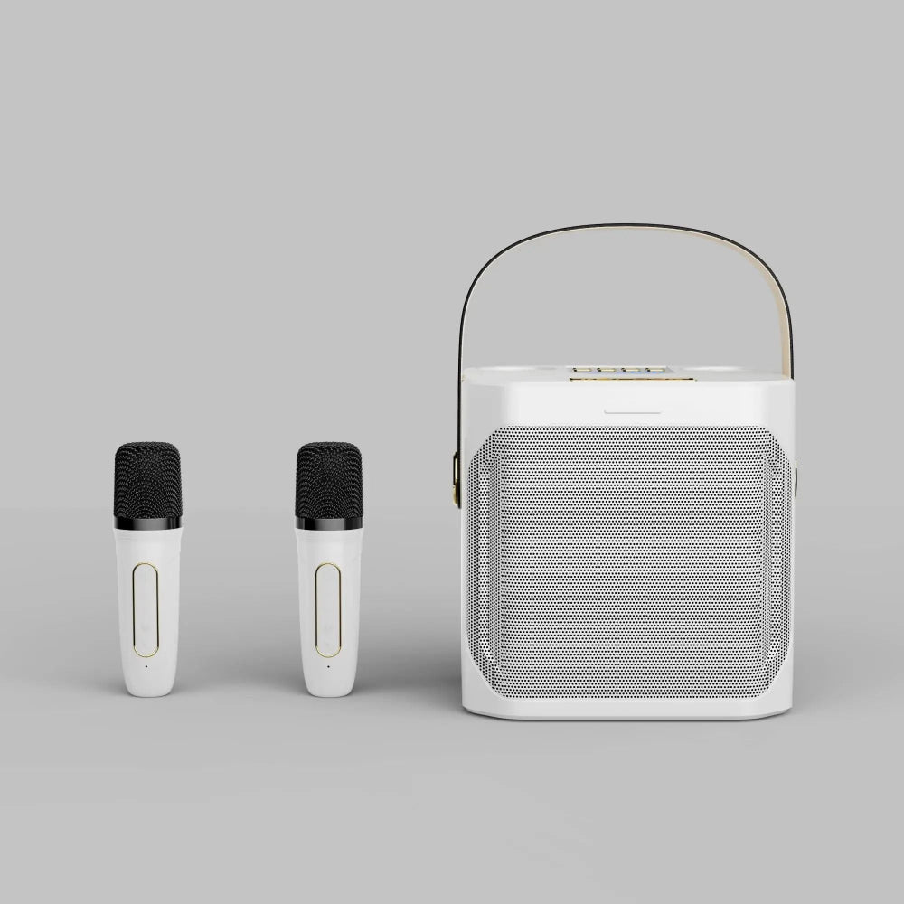Draagbare Karaoke Bluetooth Speaker met Twee Draadloze Microfoons en 360° Geluid | Sansoti