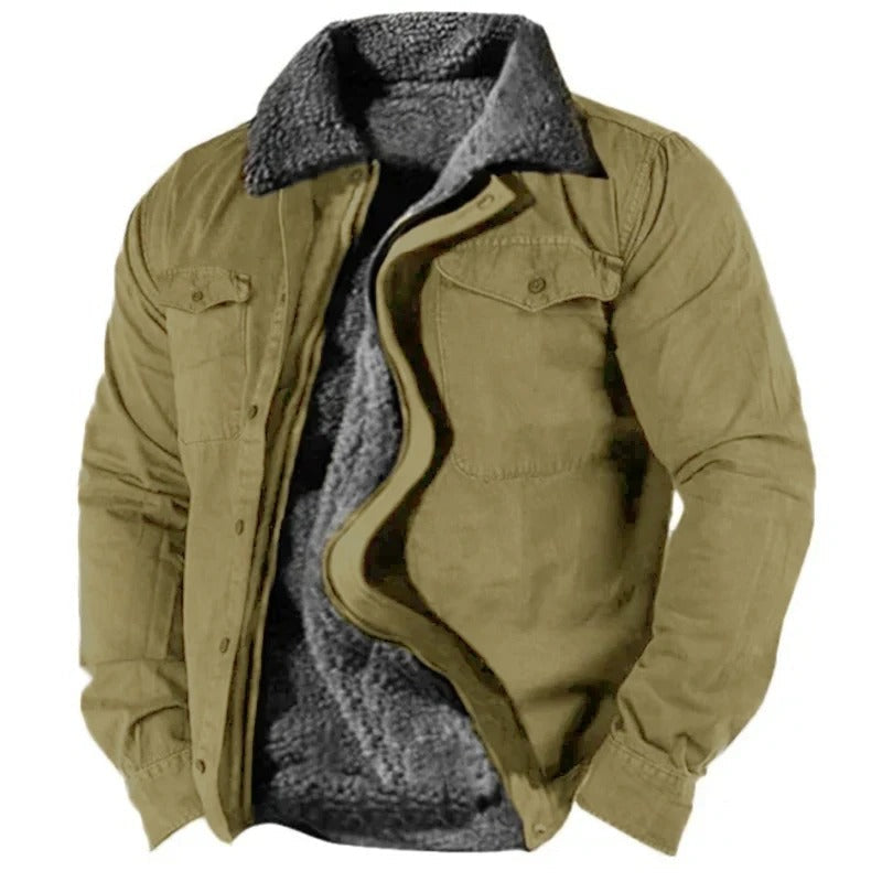 Herren-Wildlederjacke mit Westernkragen, hüftlang, Knopfverschluss, lässig, Smart Casual, stilvoll, Braun, Schwarz, Grau, Grün | Sansoti