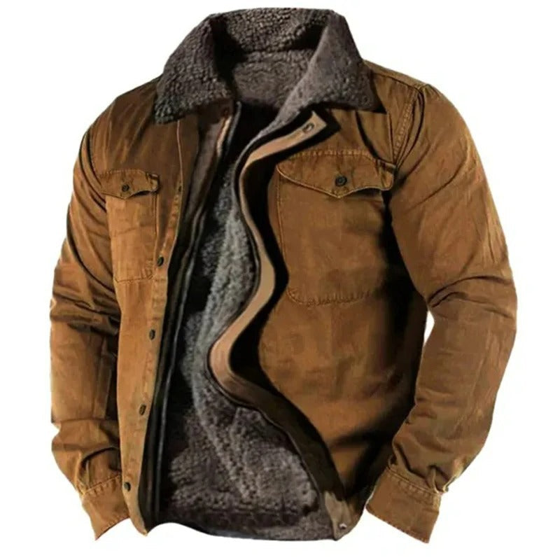 Herren-Wildlederjacke mit Westernkragen, hüftlang, Knopfverschluss, lässig, Smart Casual, stilvoll, Braun, Schwarz, Grau, Grün | Sansoti