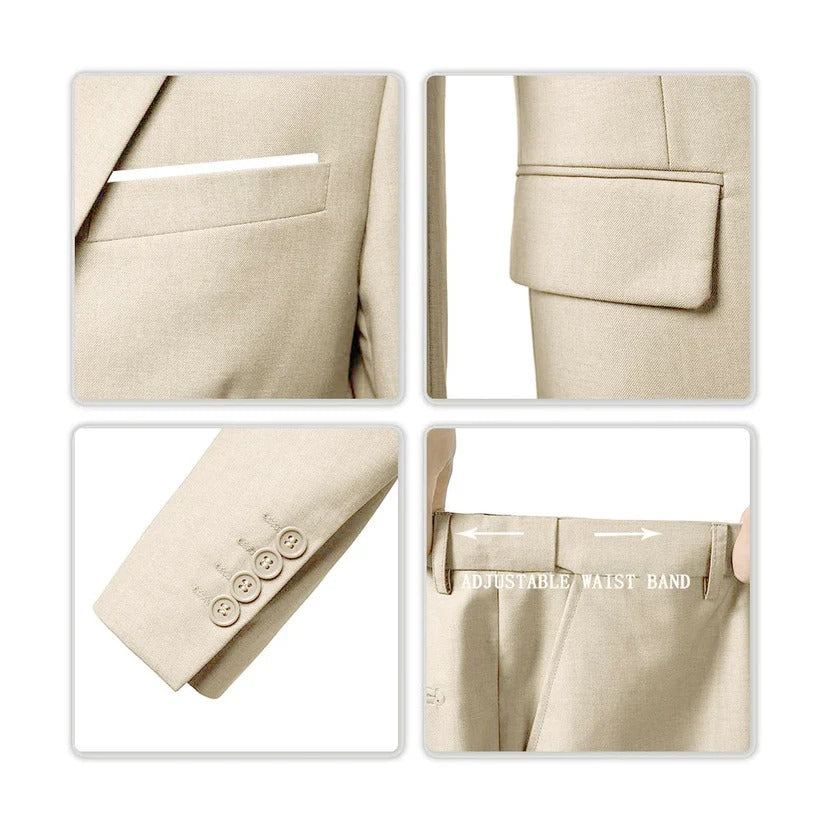 Costume trois pièces pour homme, coupe slim, avec veste, gilet et pantalon, pour affaires, smoking ou mariage, noir, beige, gris | Sansoti