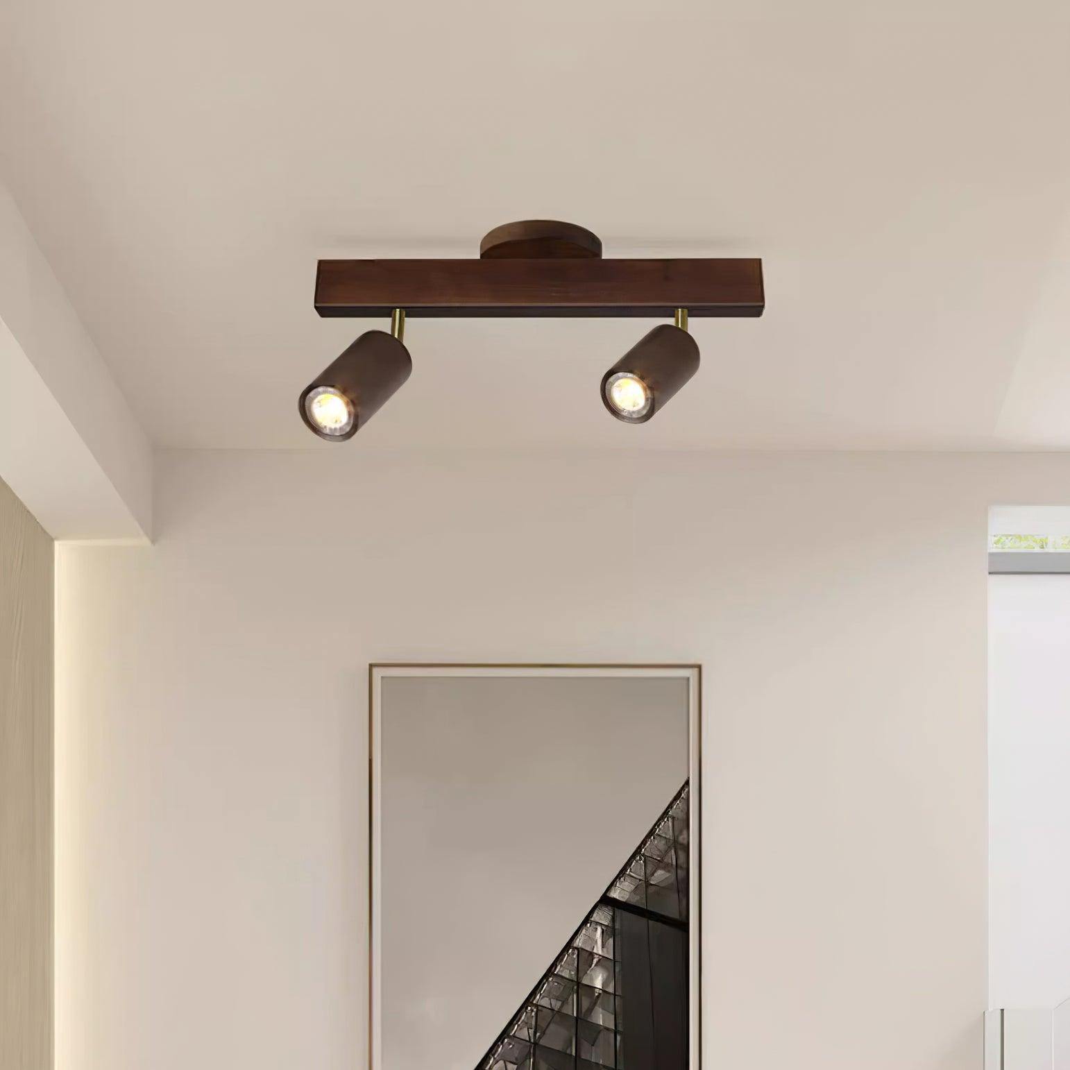 Holz Schienendeckenleuchte LED Holzoptik Gold Verstellbare Spots Wohnzimmer Küche Flur Skandinavisch Modern | Restfield
