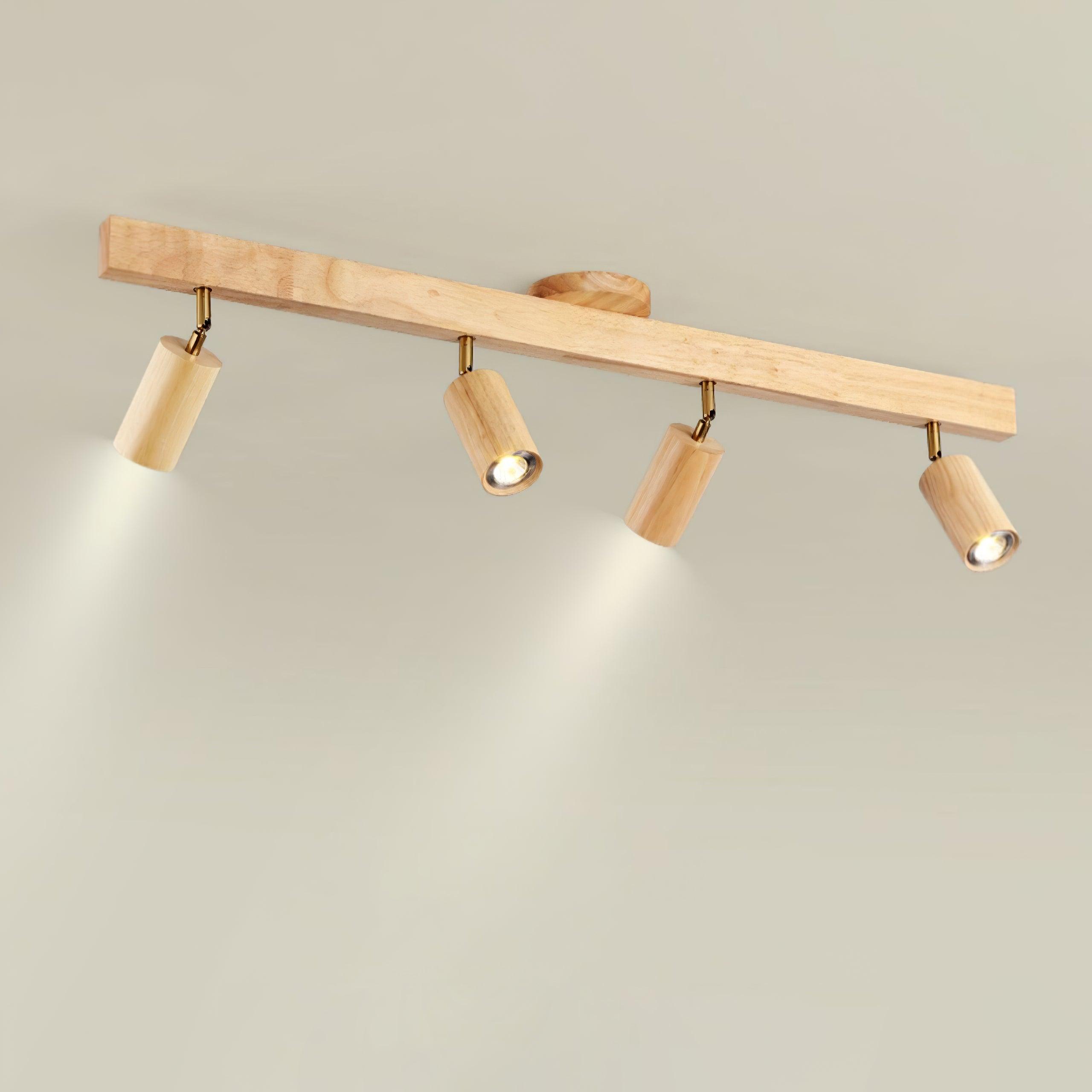 Holz Schienendeckenleuchte LED Holzoptik Gold Verstellbare Spots Wohnzimmer Küche Flur Skandinavisch Modern | Restfield