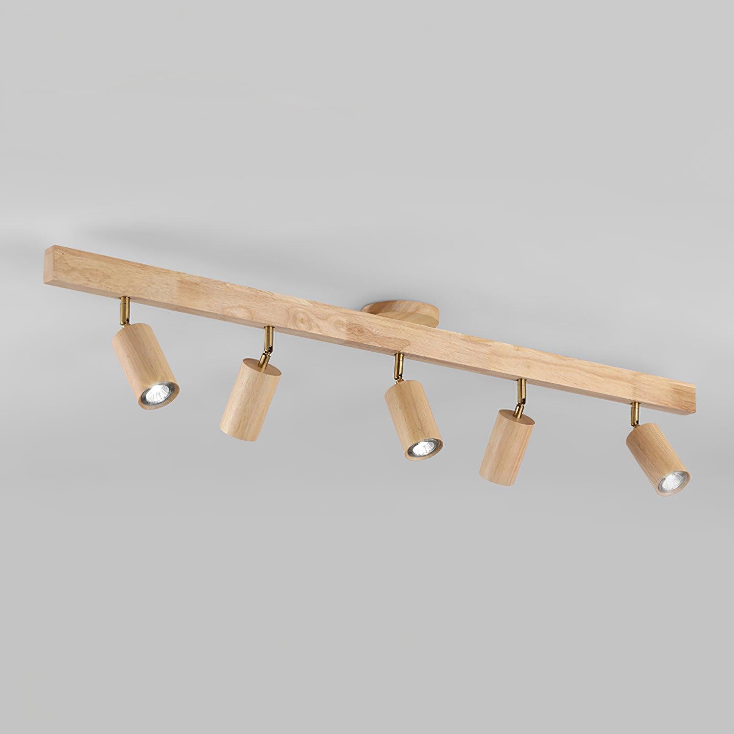 Holz Schienendeckenleuchte LED Holzoptik Gold Verstellbare Spots Wohnzimmer Küche Flur Skandinavisch Modern | Restfield