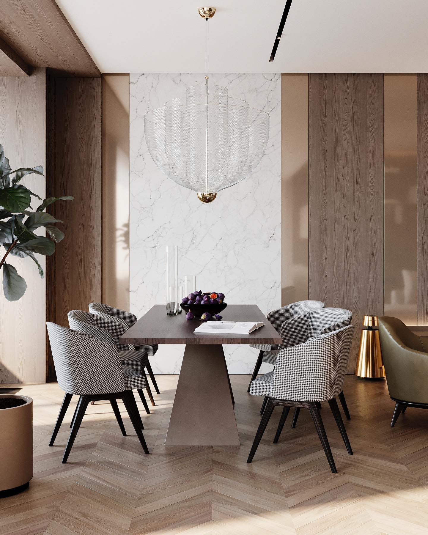 Geometrische Metalen Kroonluchter met Geïntegreerde LED en Messing Accenten – Drie Gelaagde Designlamp | Sansoti