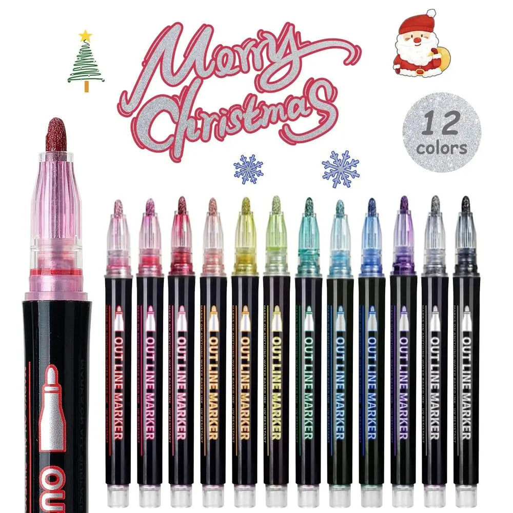 Metallic Stiften Set 8 of 12 Stuks Glitter Marker Papier Glas Acryl Knutselen Tekenen Bullet Journal Scrapbooking Volwassenen Kinderen | Sansoti