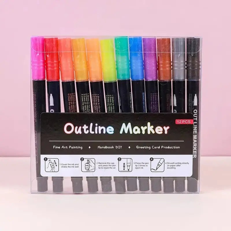 Metallic Stiften Set 8 of 12 Stuks Glitter Marker Papier Glas Acryl Knutselen Tekenen Bullet Journal Scrapbooking Volwassenen Kinderen | Sansoti