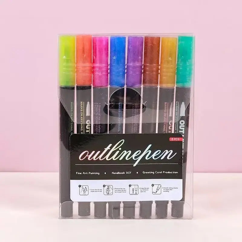 Metallic Stiften Set 8 of 12 Stuks Glitter Marker Papier Glas Acryl Knutselen Tekenen Bullet Journal Scrapbooking Volwassenen Kinderen | Sansoti