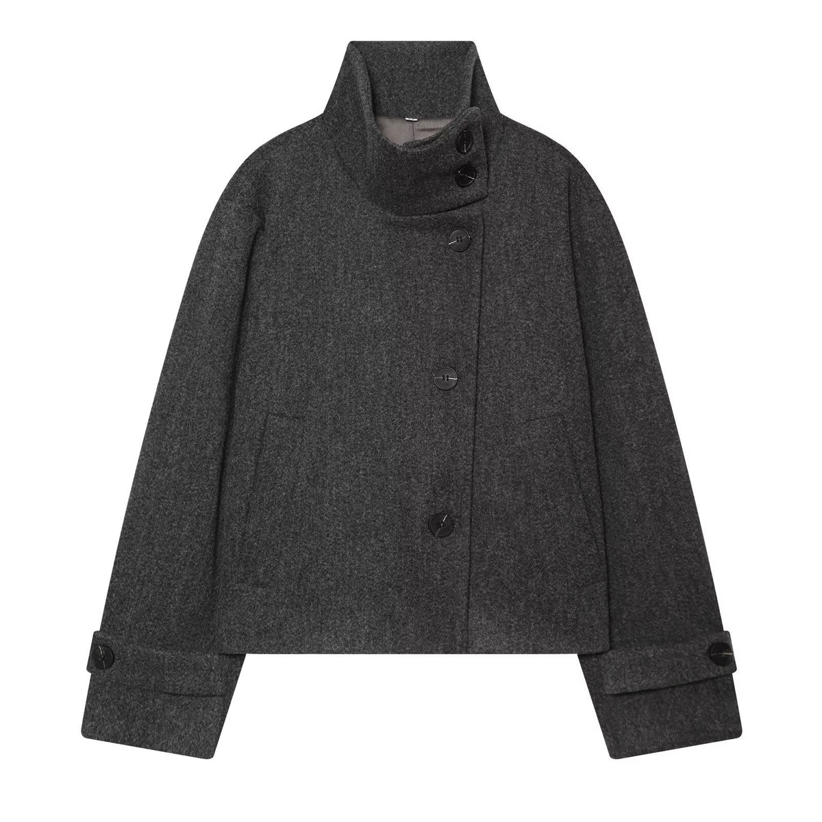 Halflange Winterjas Dames Wol Reverskraag Vleermuis Jas Elegant Zakelijk Tijdloos Design Voorjaar Herfst | Sansoti
