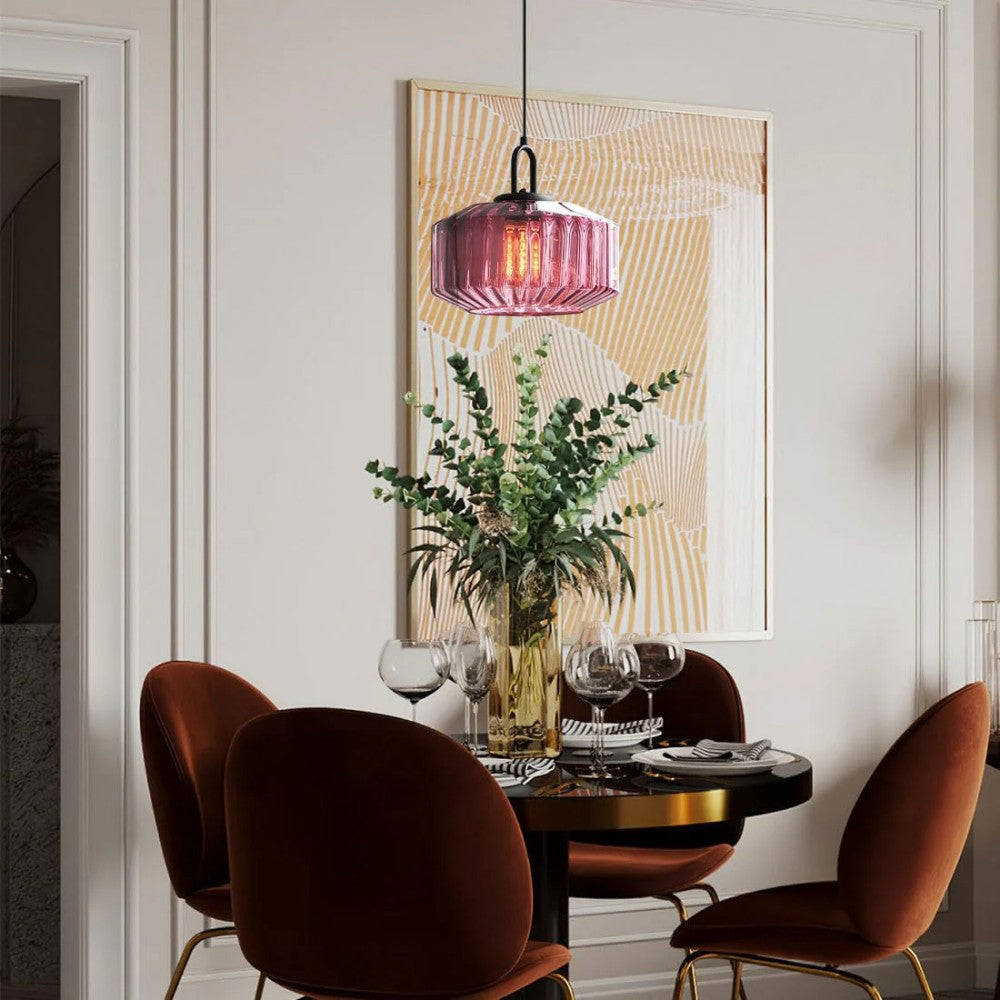 Hanglamp Geblazen Glas Gestreept Vintage Minimalistisch LED Eetkamer Woonkamer Slaapkamer | Sansoti