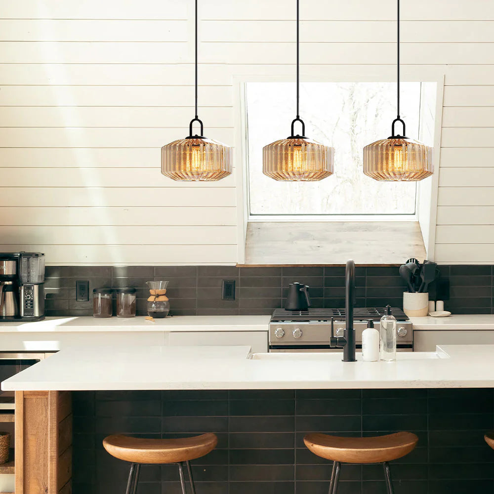 Hanglamp Geblazen Glas Gestreept Vintage Minimalistisch LED Eetkamer Woonkamer Slaapkamer | Sansoti