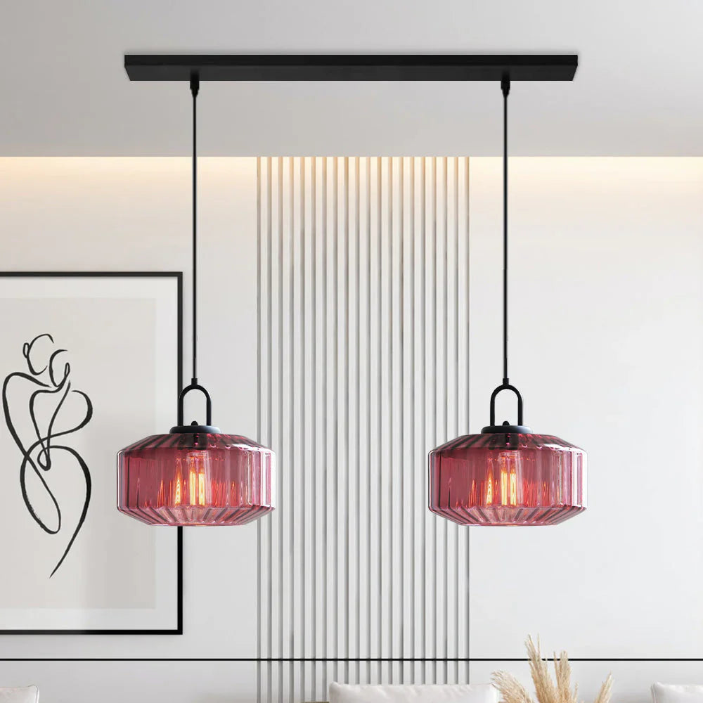 Hanglamp Geblazen Glas Gestreept Vintage Minimalistisch LED Eetkamer Woonkamer Slaapkamer | Sansoti