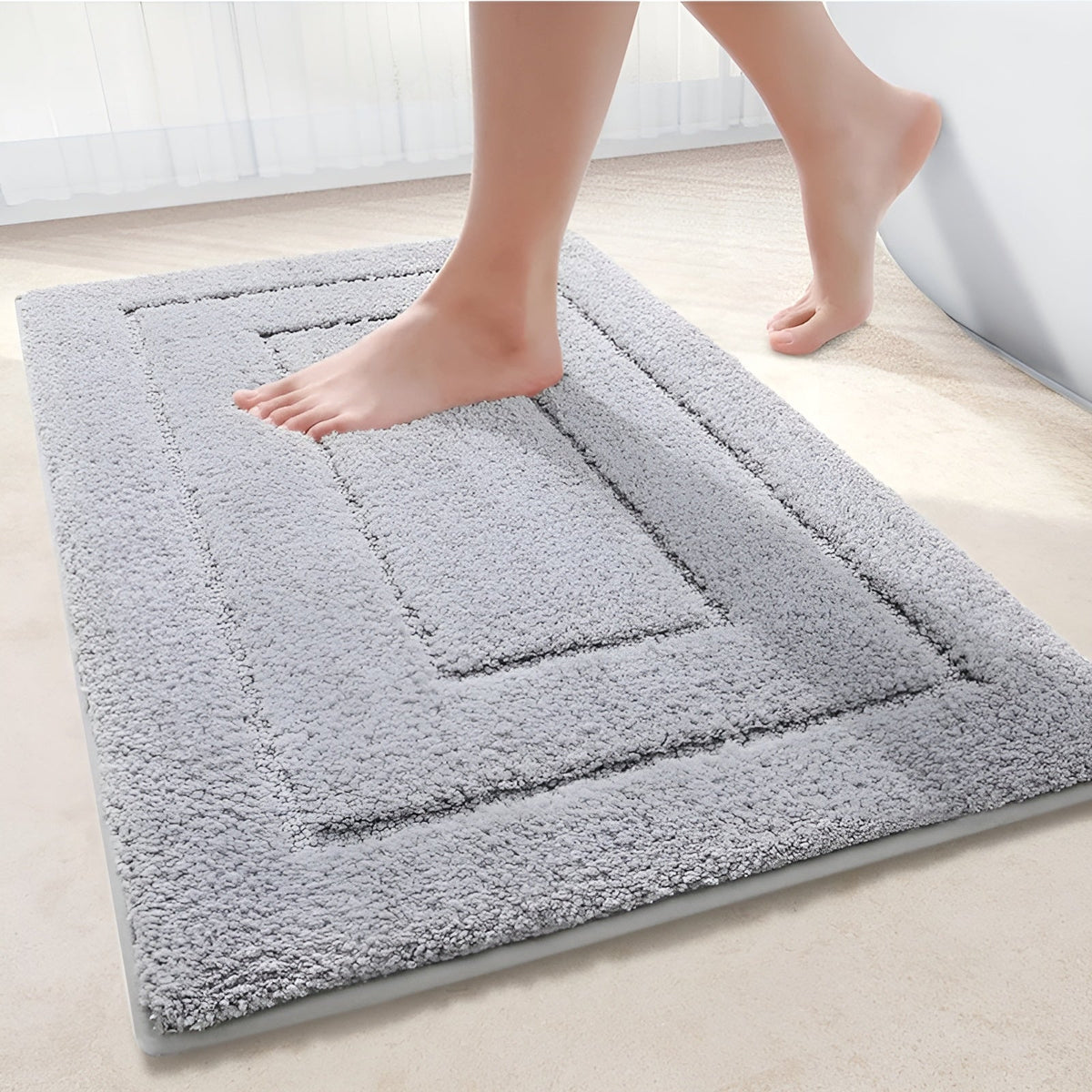 Saugfähige Badematte aus Mikrofaser, rutschfest, 40x60 60x90 cm, Dusch- und Badezimmerteppich, schnell trocknend, weich, waschbar | Sansoti