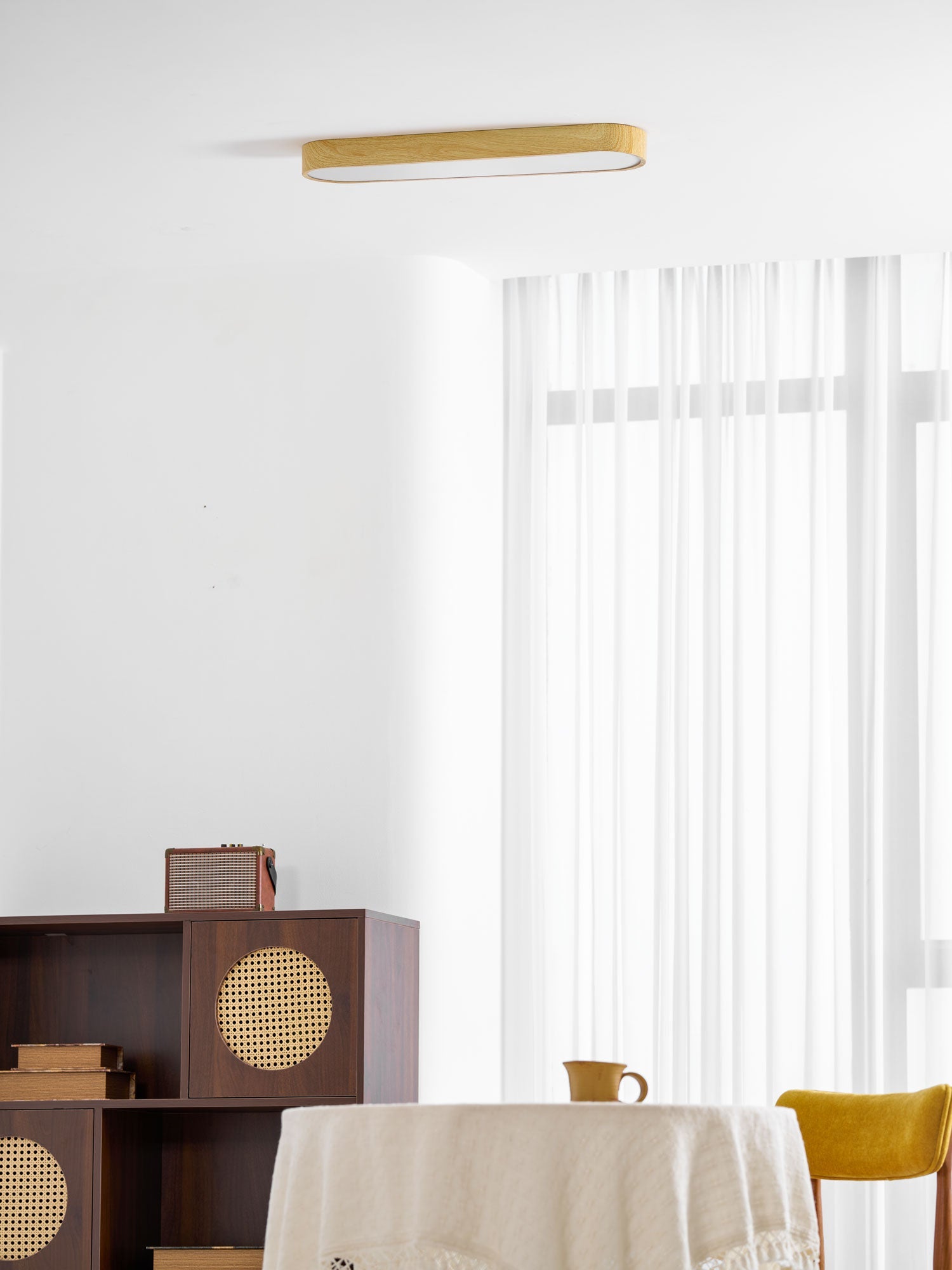 Plafondlamp Houtlook Metaal Wit LED Woonkamer Slaapkamer 3000K 4000K 6000K Ø23 Ø40cm Plafonnière Flush Mount Naturel | Sansoti
