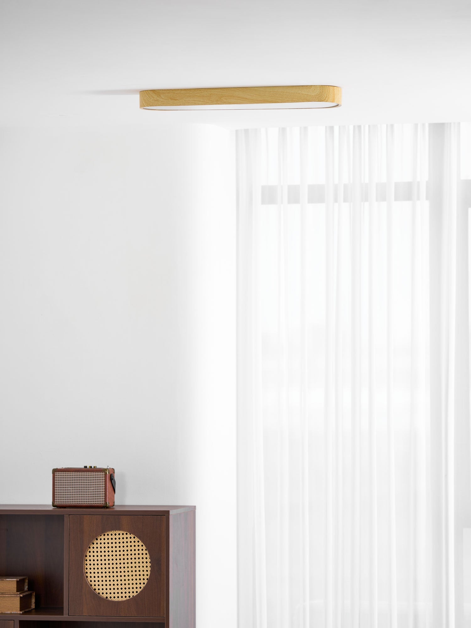 Plafondlamp Houtlook Metaal Wit LED Woonkamer Slaapkamer 3000K 4000K 6000K Ø23 Ø40cm Plafonnière Flush Mount Naturel | Sansoti