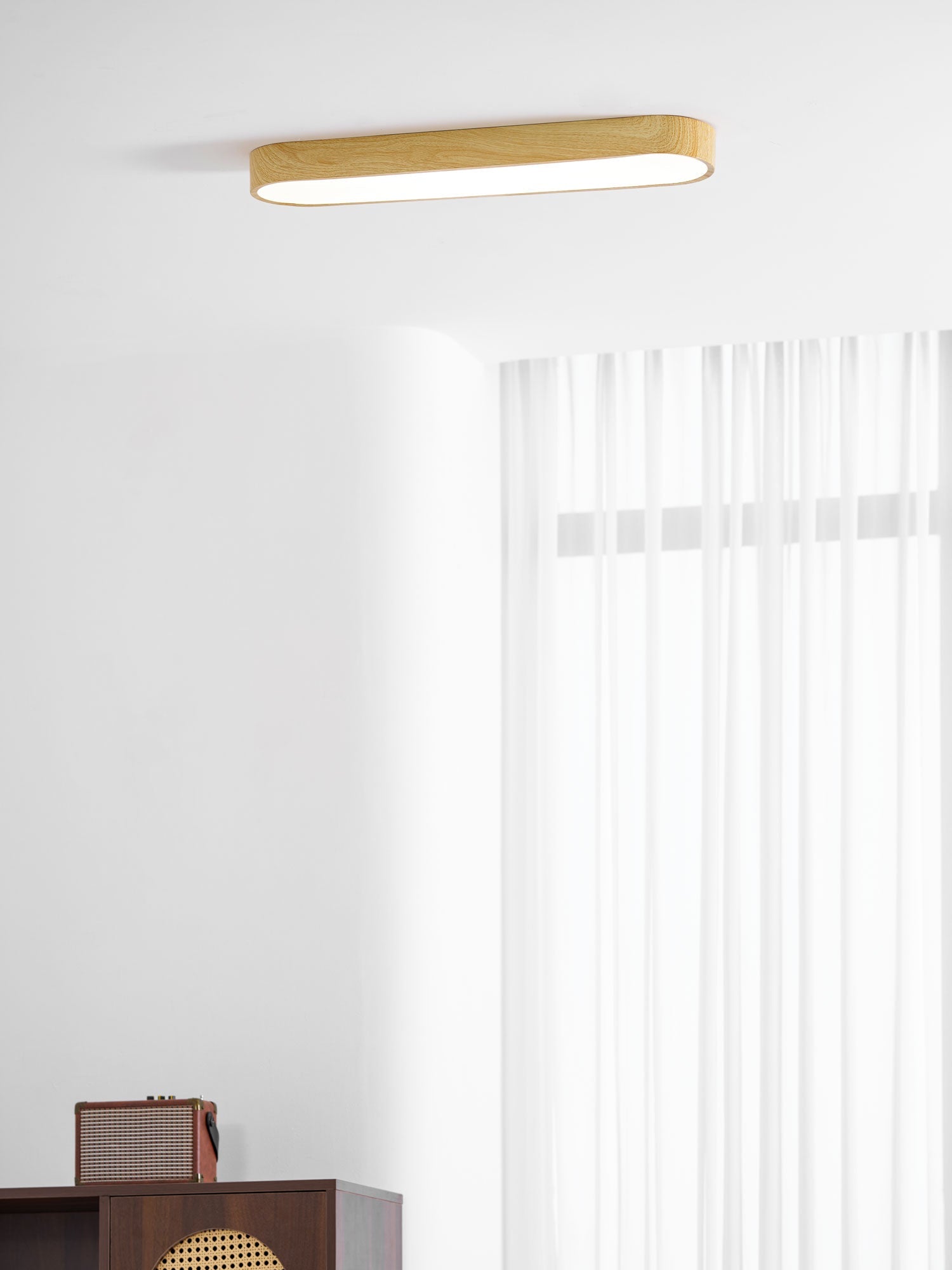 Plafondlamp Houtlook Metaal Wit LED Woonkamer Slaapkamer 3000K 4000K 6000K Ø23 Ø40cm Plafonnière Flush Mount Naturel | Sansoti