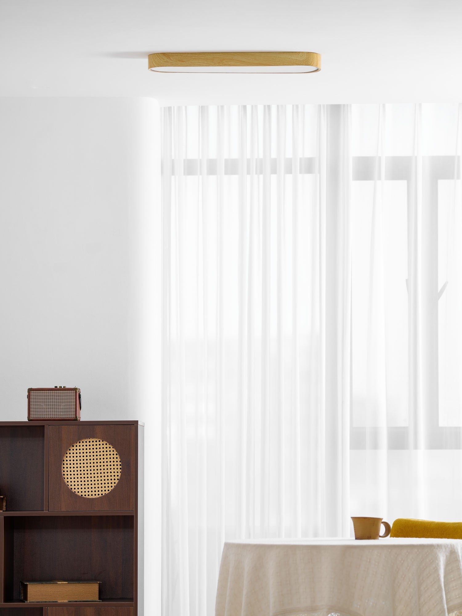 Plafondlamp Houtlook Metaal Wit LED Woonkamer Slaapkamer 3000K 4000K 6000K Ø23 Ø40cm Plafonnière Flush Mount Naturel | Sansoti